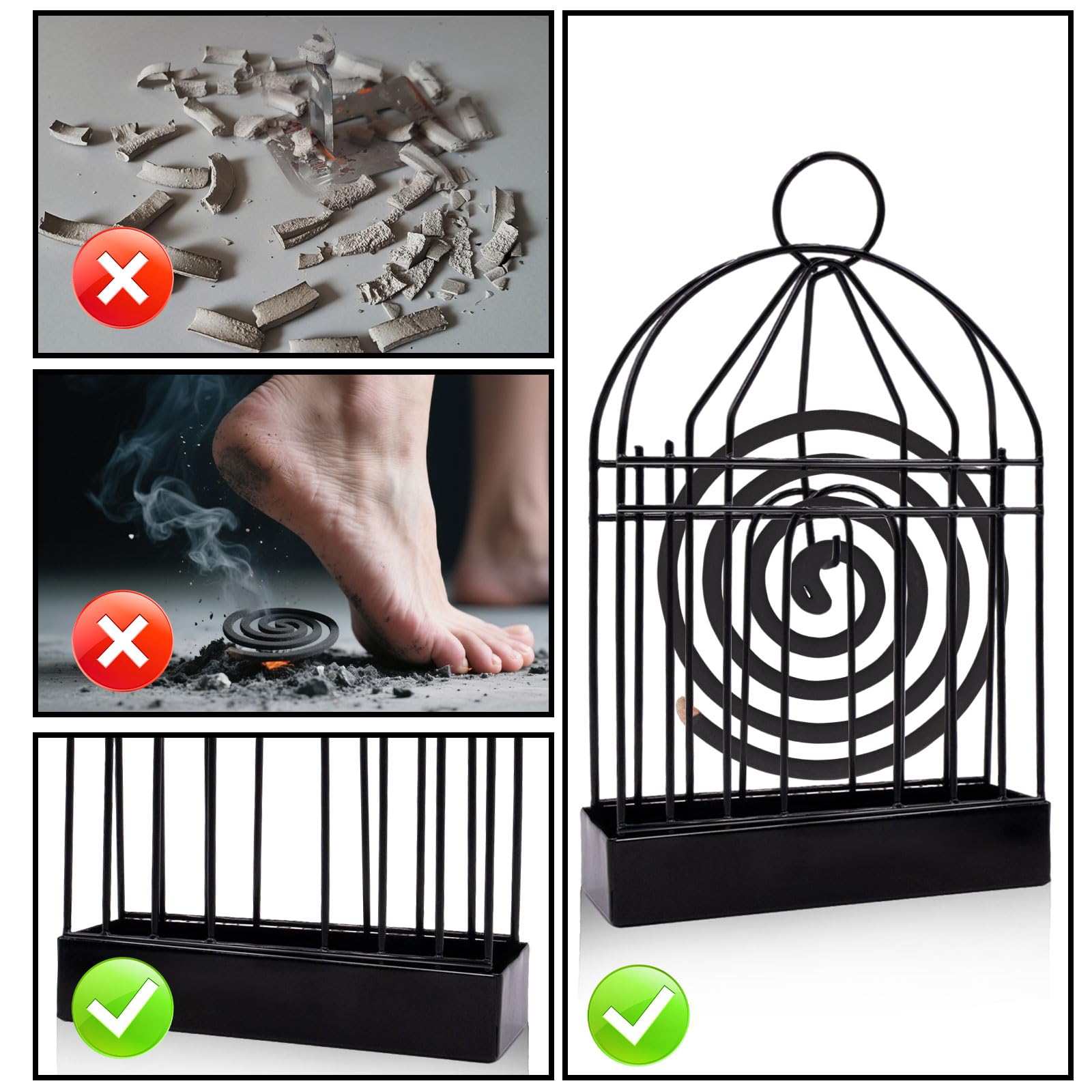 pangutheos Gabbia per Uccelli Porta Zampirone, 2 Pezzi Portazampirone da Esterno con Anello di Sospensione Porta Spirale Antizanzare, Porta Zampirone Metallo per Casa Campeggio Giardino