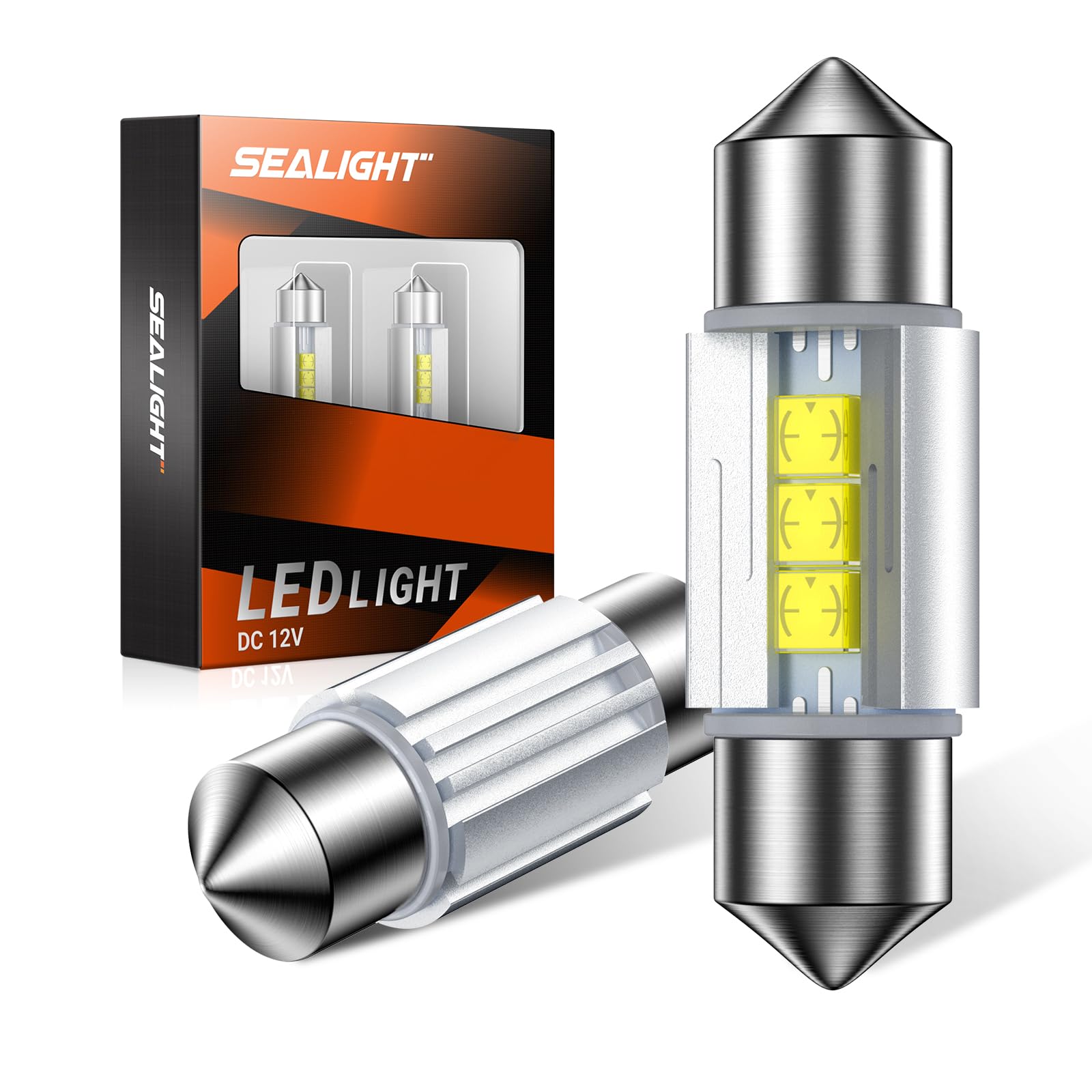 SEALIGHT 31mm DE3175 LED Bulb White 6500K Bright Interior Car Light Error Free CANBUS CSP-2525 Ceramic Chipsets DE3021 DE3022 for Car Interior Dome