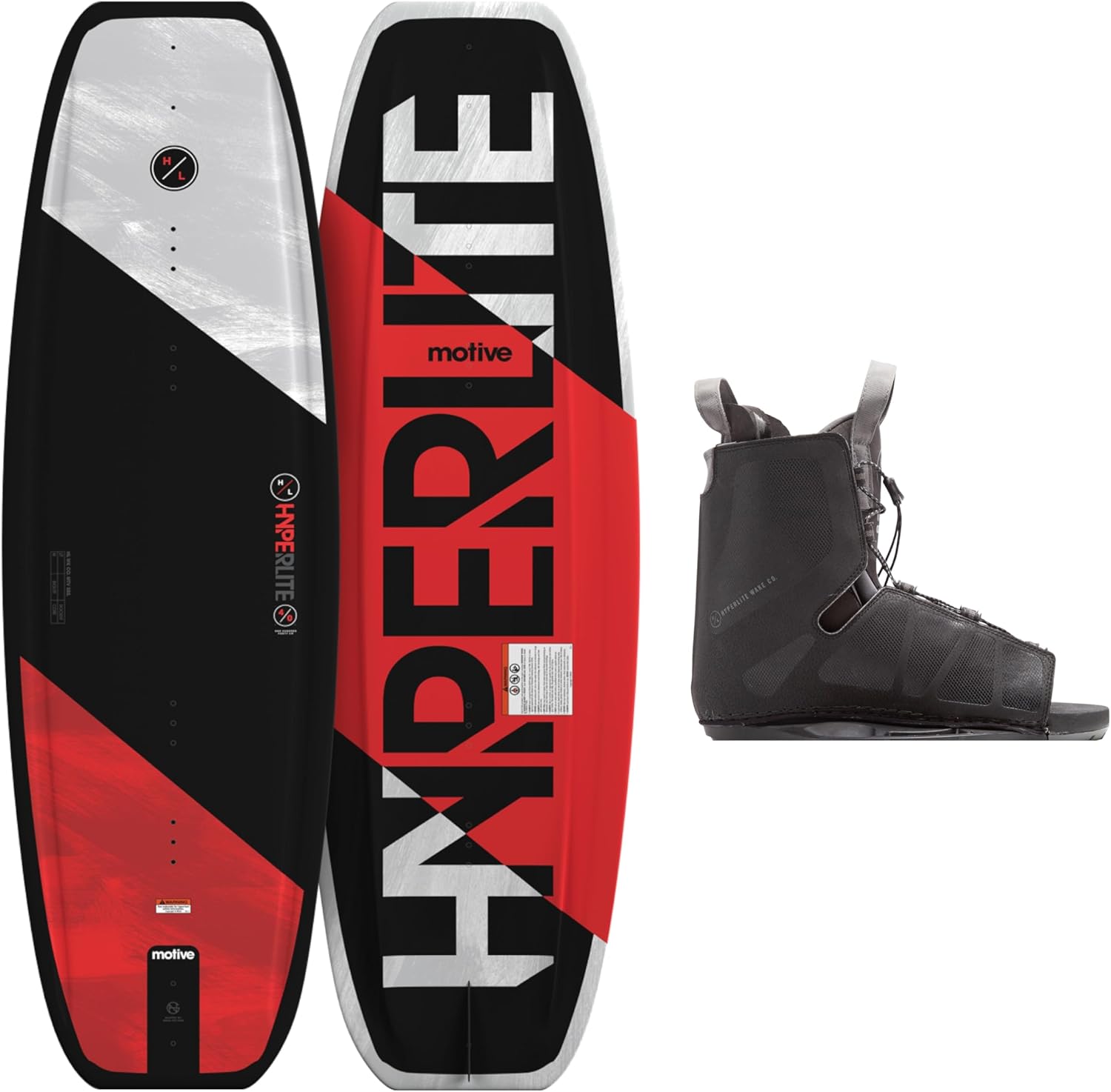 Hyperlite Motive Wakeboard + Frequency Bindings Wakeboard Package - Perfect for Beginner to Intermediate Riders - Board Size (134 cm)