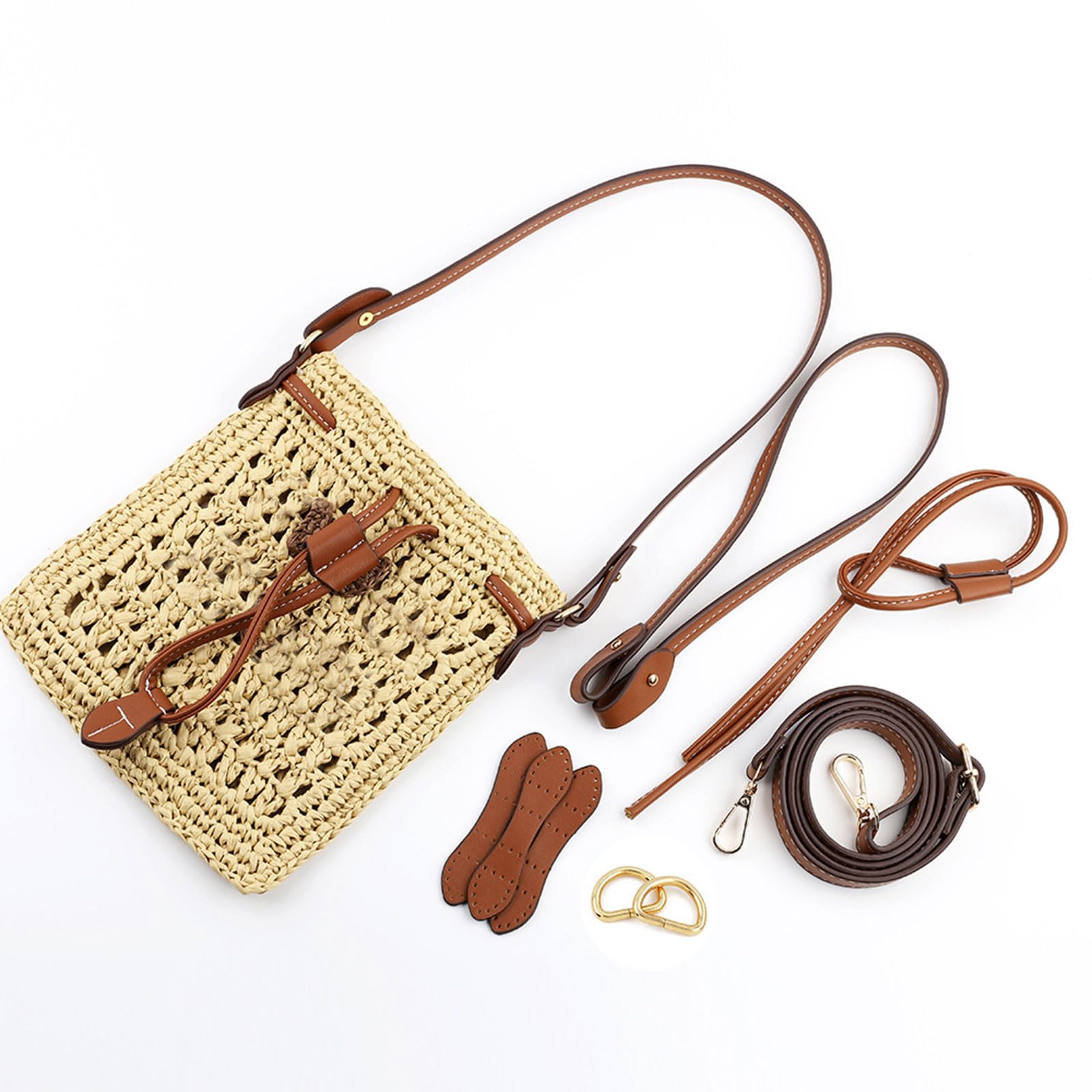 Borsa per Intreccio in Rattan Strumenti Essenziali Strumento Fatto a Mano PU Cinturino Regolabile Accessori per Principianti e Amanti dell'artigianato
