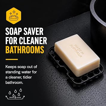 TOOLETRIES The Duke Soap Dish, Silicone Dish for Shower, Draining Soap Holder & Bathroom Organizer with Flexible Waterproof Design - Charcoal