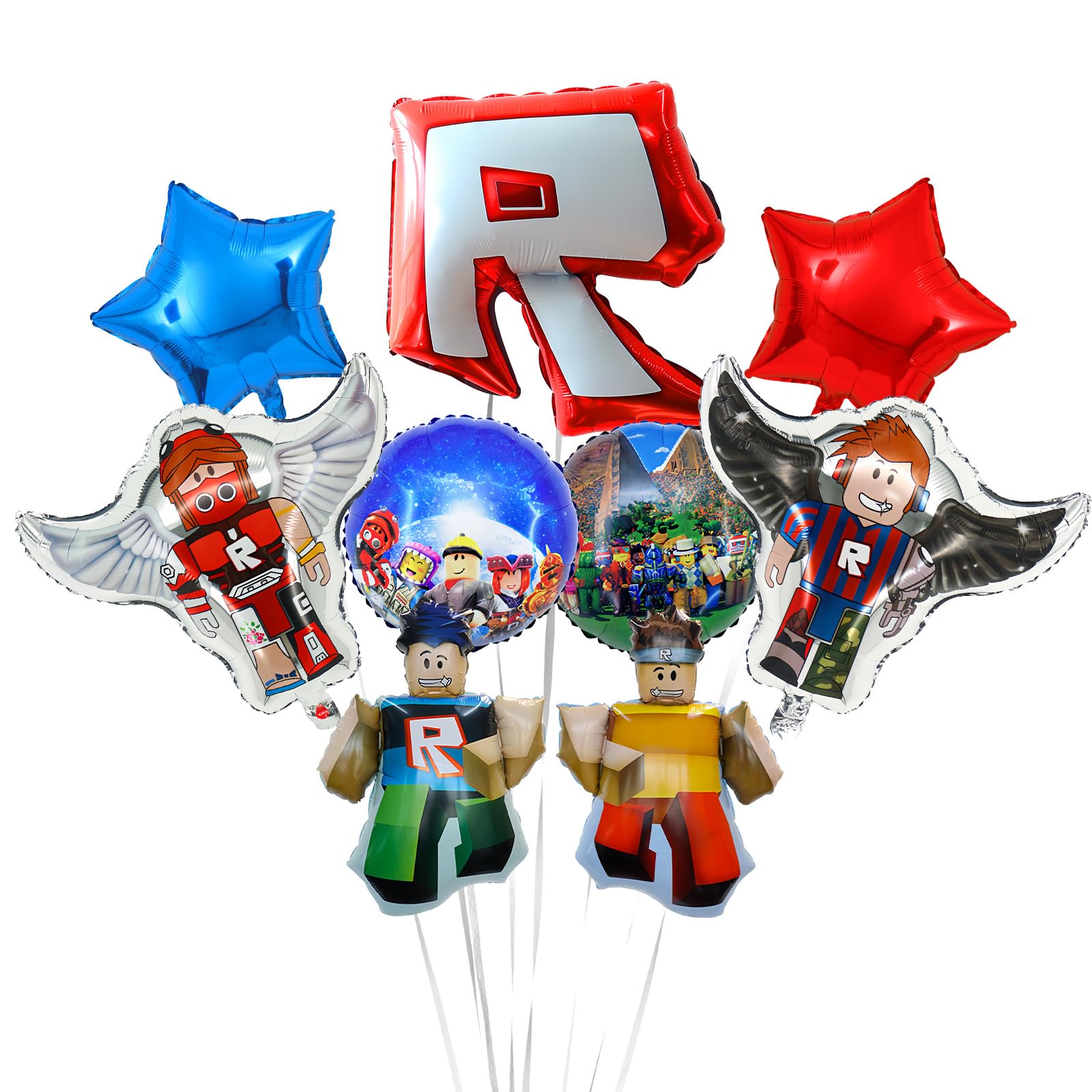Luclay Rob Gamer Party Decorations, Party Set - 9Pcs Foil Game World Birthday Decorations, Gamer Birthday Party Supplies, Foil Balloons for Boys Kids