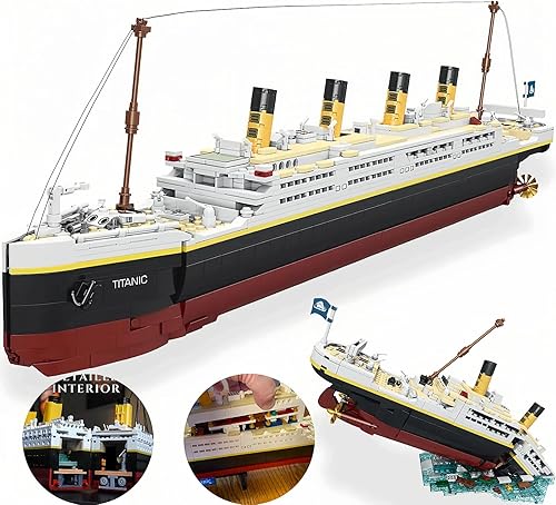 Kit de modelo Titanic - Juego de bloques de construcción de buques Titanic grandes, rompecabezas educativo 3D STEM, regalos para niños y adultos,