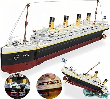 Large Titanic Ship Model Building Blocks Set, 2022 Pieces, Rotating Propellers & Display Stand, STEM Educational Toys for Adults & Kids, Collectible Home Decoration, Architectural Gifts for History