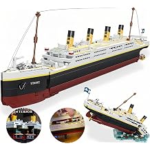 Large Titanic Ship Model Building Blocks Set, 2022 Pieces, Rotating Propellers & Display Stand, STEM Educational Toys for Adults & Kids, Collectible Home Decoration, Architectural Gifts for History