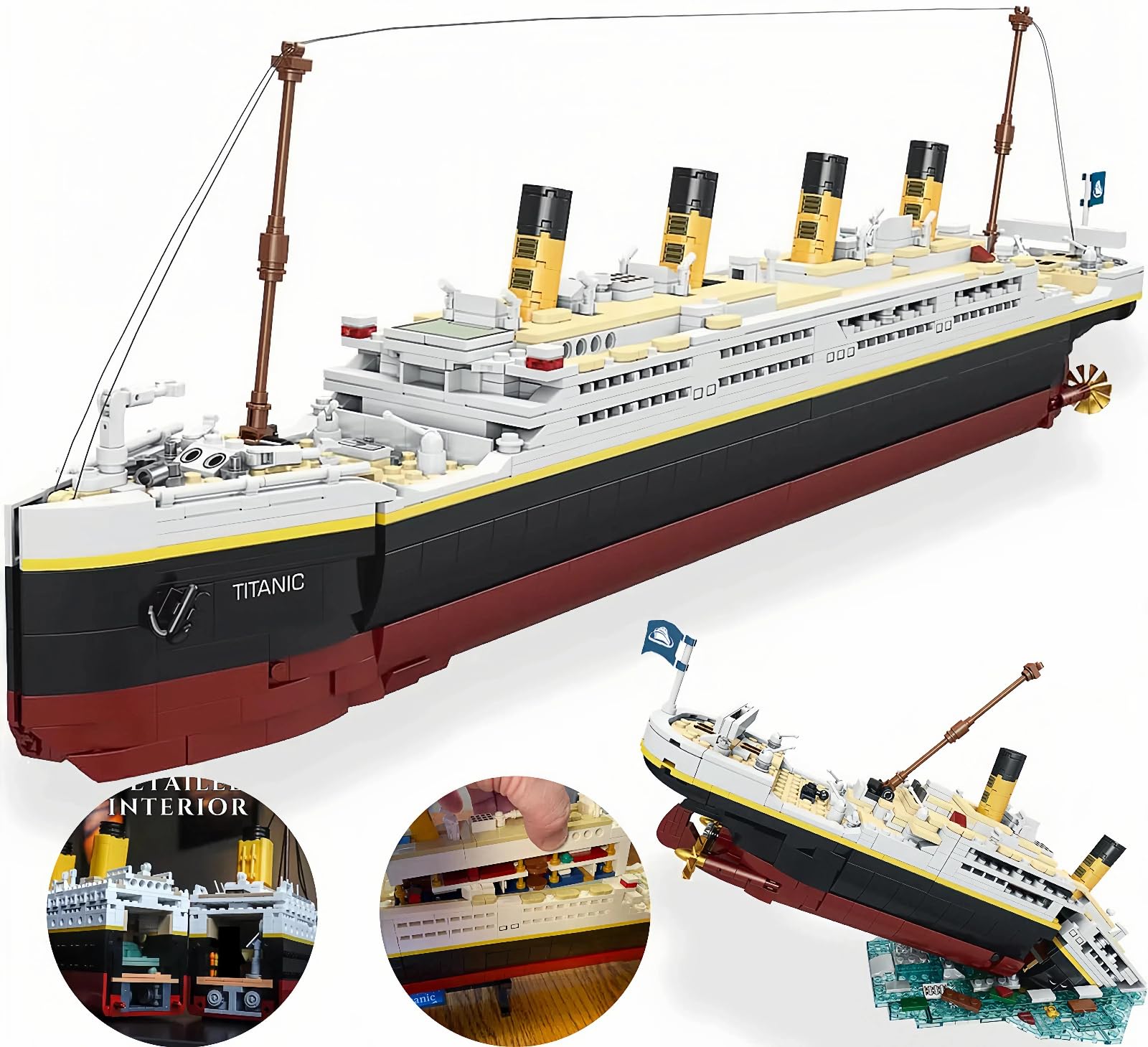 BIDIUTOY Titanic Model Kit -2022 Pieces Large Titanic Ship Building Blocks Set, STEM Educational 3D Puzzle Toys Gifts for Kids and Adults, Ideal