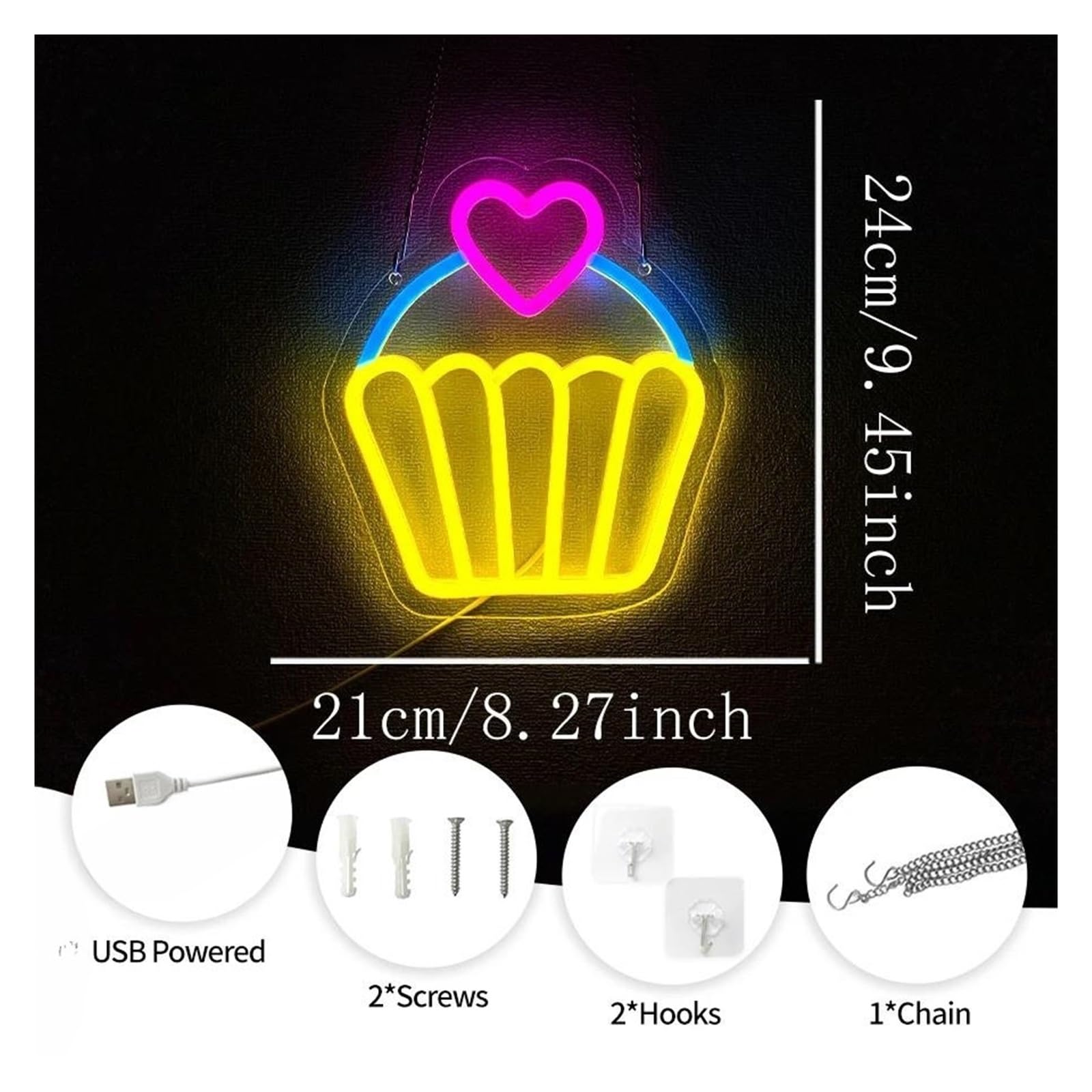 XENITE Luces Art Decoration Christmas Letrero De Neón Para Pastel, Luz LED Regulable Para Negocios Postres Tiendas De Comida Restaurantes Cafeterías Fiestas De Cumpleaños Decoración 21cmx24cm
