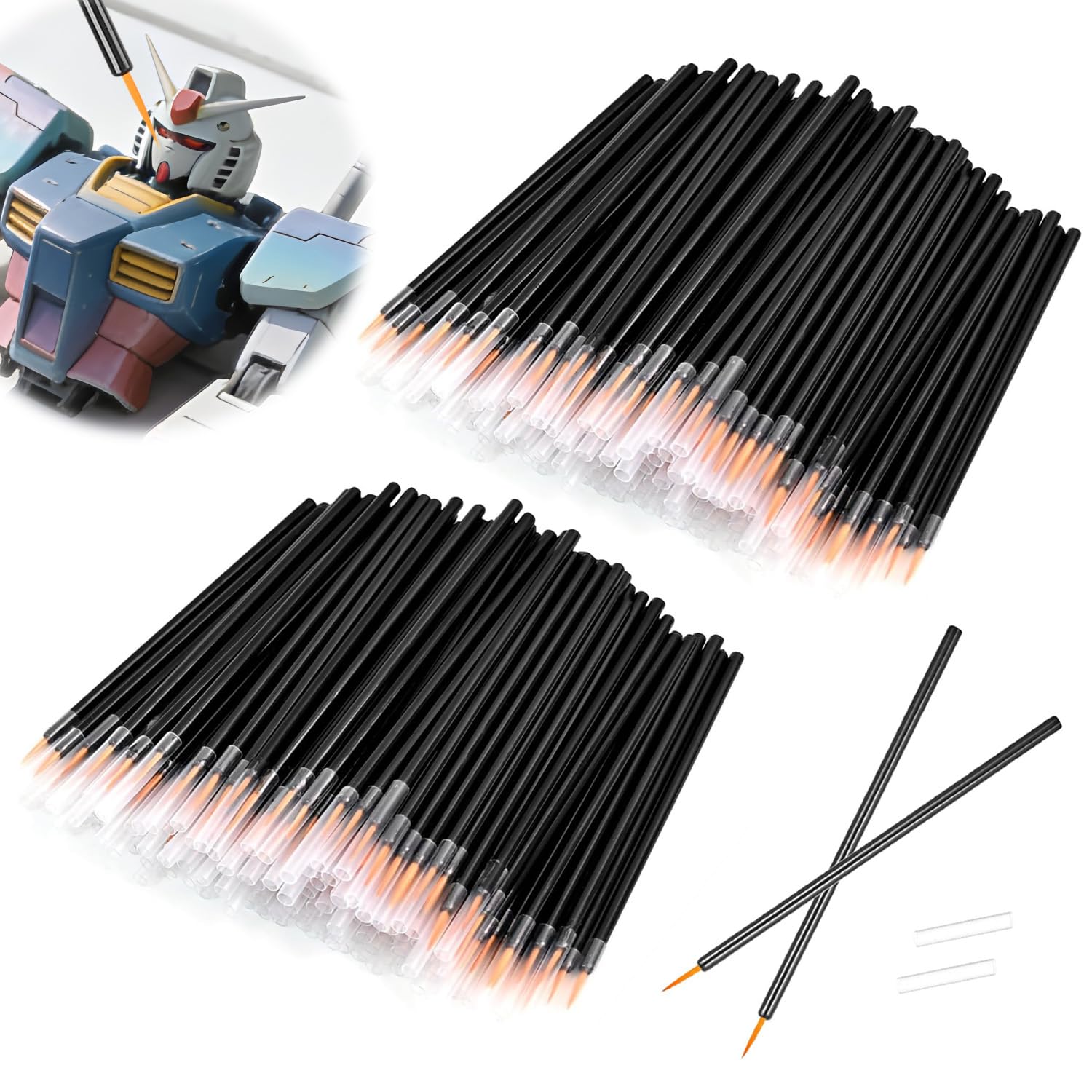 Plastic Model Brushes, Set of 100, Plastic Model Paint Brushes, Ultra Fine, Disposable, For Figures, Fine Brushes, Painting, Adhesive, Modeling Brushes, Surfacers, Beginners, Gradient Brush Black