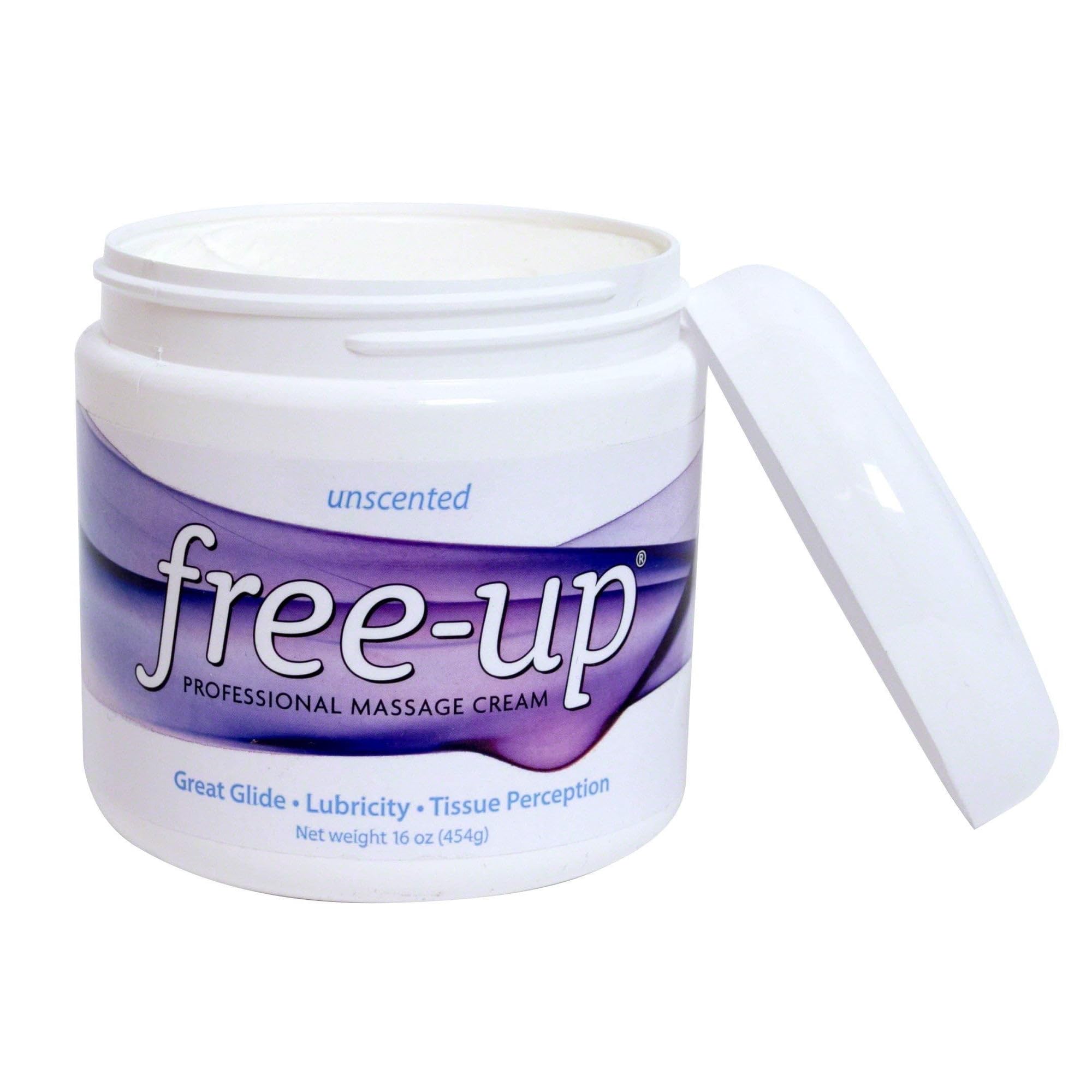 Free-Up Professional Massage Cream, Fragrance-Free, Great Glide, Lubricity, Tissue Perception, Perfect for Physical Therapy, Massage Versatile, Non-Greasy, 16 Oz Jar