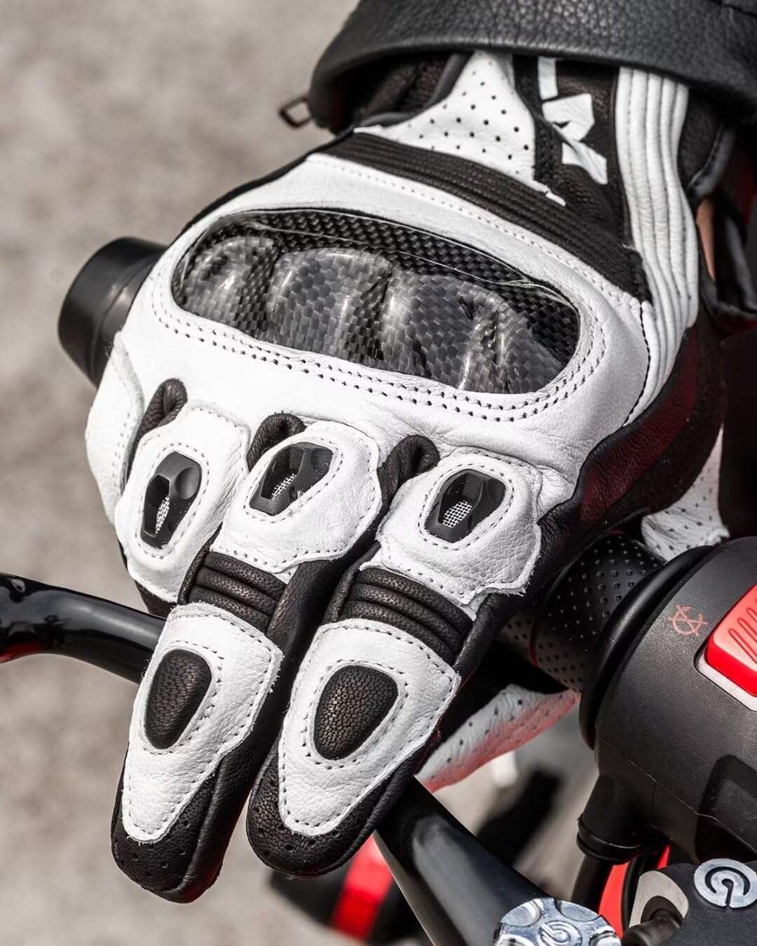 ILM Motorcycle Goatskin Leather Gloves for Men Women Riding Motorbike with Touchscreen Hard Knuckle Model GL4(White,L) - Image 7