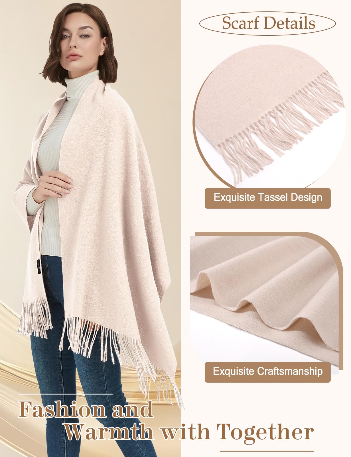 Xnova Sciarpe Donna Cashmere Invernale Scialle in Lana Caldo e Morbide Stola Elegante Cerimonia Tinta Unita Foulard e Spesso Grande Lungo con Scatola Regalo