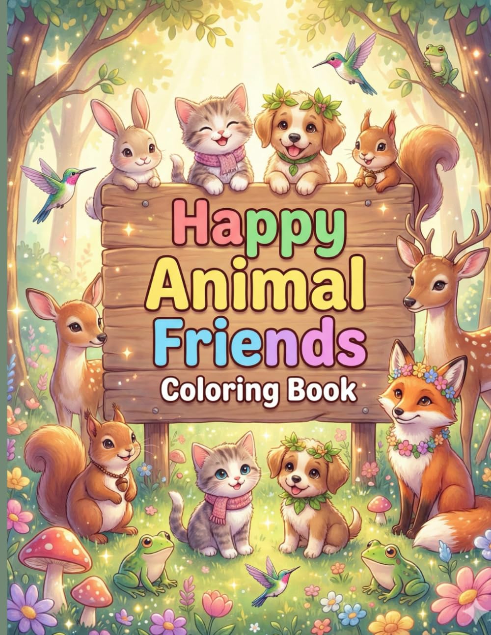 Happy Animal Friends Coloring Book: Adorable Creatures from Forests