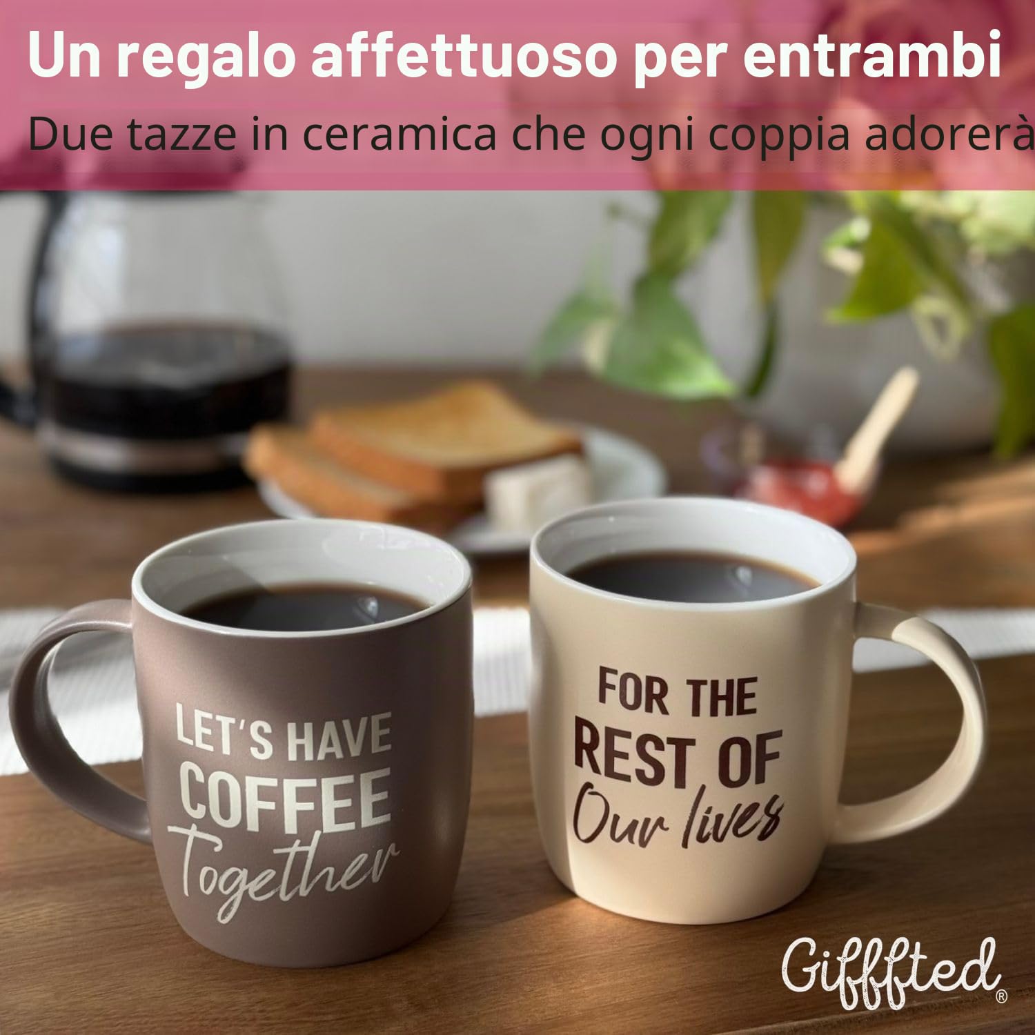 Triple Gifffted Set di tazze da caffè Let's Drink Coffee Together, regalo di fidanzamento per coppie, sposi, sposi, addio al nubilato, per lui e lei, Mr e Mrs