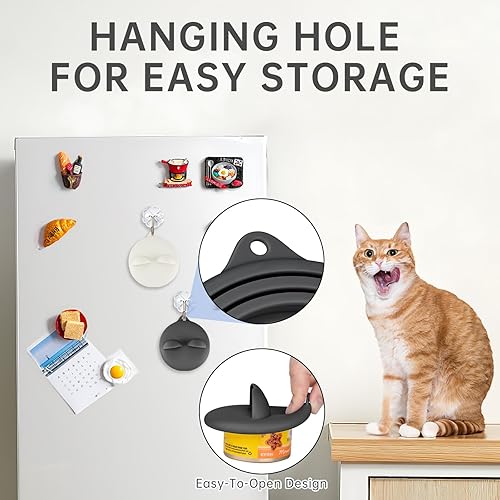 Miniatura 5 de Juego de tapas reutilizables para latas de comida para mascotas, 100% silicona de grado alimenticio, sin BPA y aptas para lavavajillas, bonito