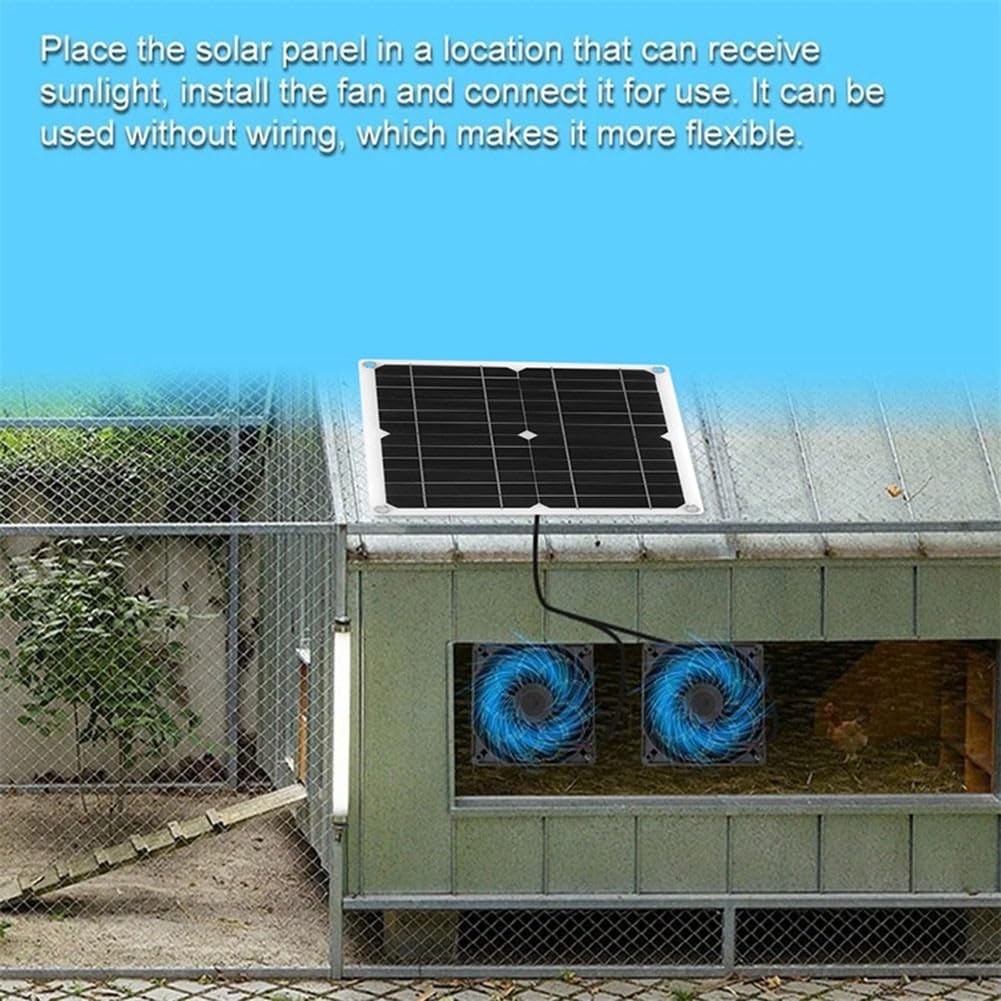 Solar Powered Ventilazione Fan Kit 100W Alta Circolatore D'aria Impermeabile Lega di Alluminio Per Serra Pollo Cane Kennel Nero
