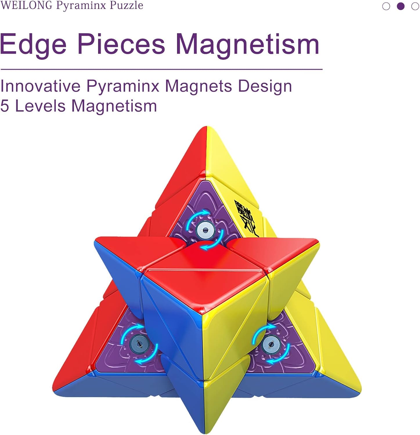 Moyu Weilong Pyraminx 2022 with 48 Magnets, Maglev Pyraminx Speed Cube Visible Magnetism Adjusting System Elasticity Adjustable Speed Cube Stickerless Triangle Cube