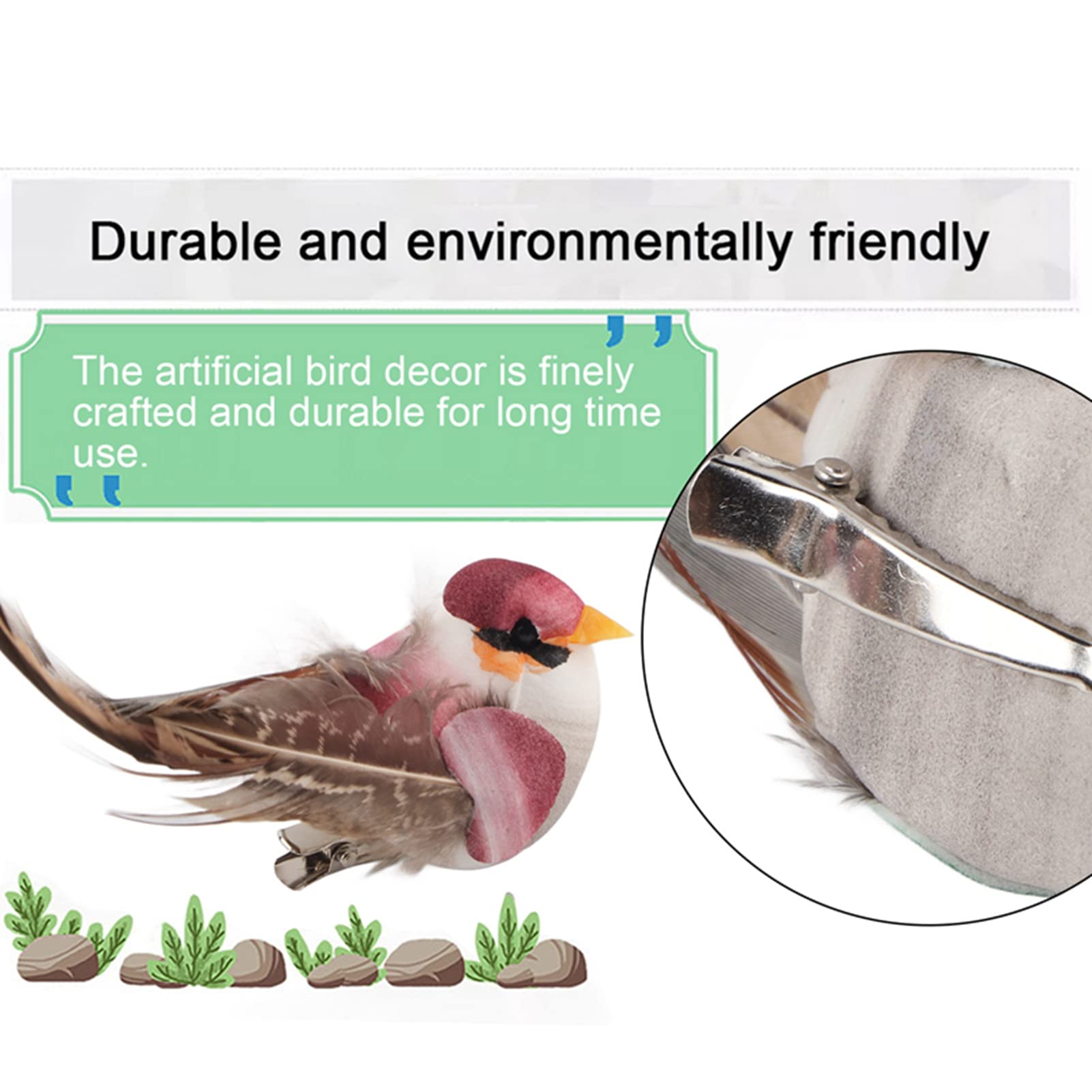 12 Stück Künstliche Vögel Mit Clip – Bunte Federvögel Aus Schaumstoff, Deko Für Garten, Baum & Zimmer (ca. 10 Cm)