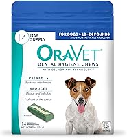 Vista 11 de ORAVET Masticables dentales para perros, cuidado bucal e higiene masticables (perros pequeños, 10-24 libras) bolsa azul, 30