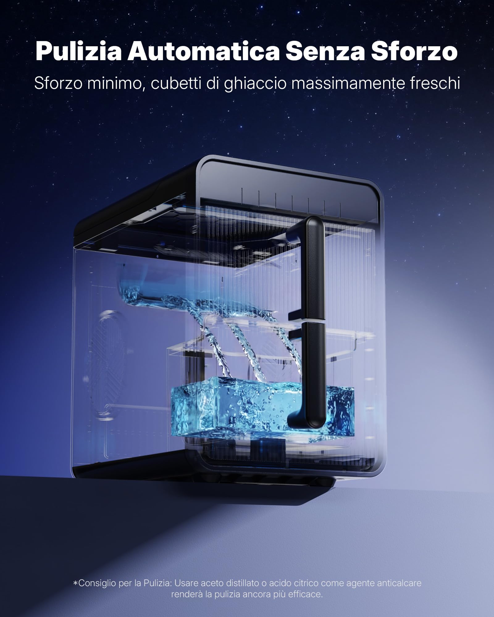 Upstreman Macchina per Ghiaccio con LED, Schermo Tattile Digitale, Serbatoio & Cestello Rimovibili, 9 Cubetti in 6-8 Min, 2 Dimensioni, Autopulente, Macchina Ghiaccio, Grigio, BI10