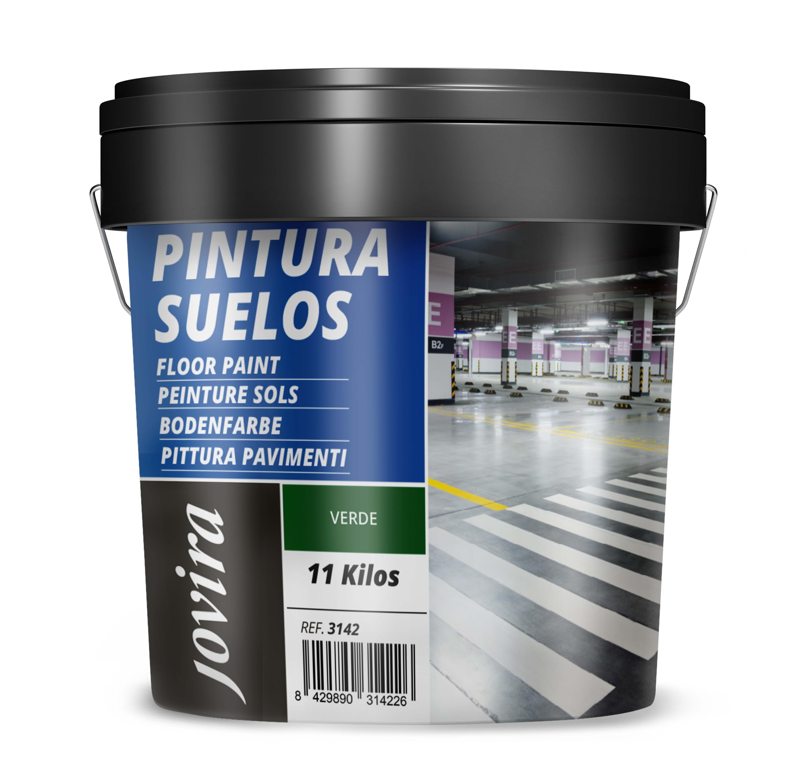 JOVIRA PINTURAS Pintura Suelos, Garajes y Pavimentos Deportivos, En General, Acabado Mate, Protege y Decora Las Superficies de Hormigón, Cemento y Asfalto, (11 Kg, Verde) A-16D
