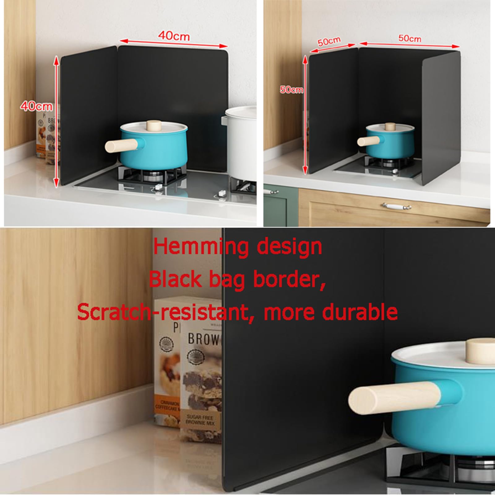 Plaque Anti Éclaboussures Pliable, Noir Plaque Anti Projection Cuisine, Protege Mur Cuisine, Plaque INOX Cuisine, pour Cuisinière, Cuisiner, Camping,A45*45cm