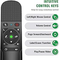 Vista 4 de Presentación Clicker Mouse Control con luz verde para presentaciones de PowerPoint, Presentador inalámbrico Control remoto deslizante Clicker