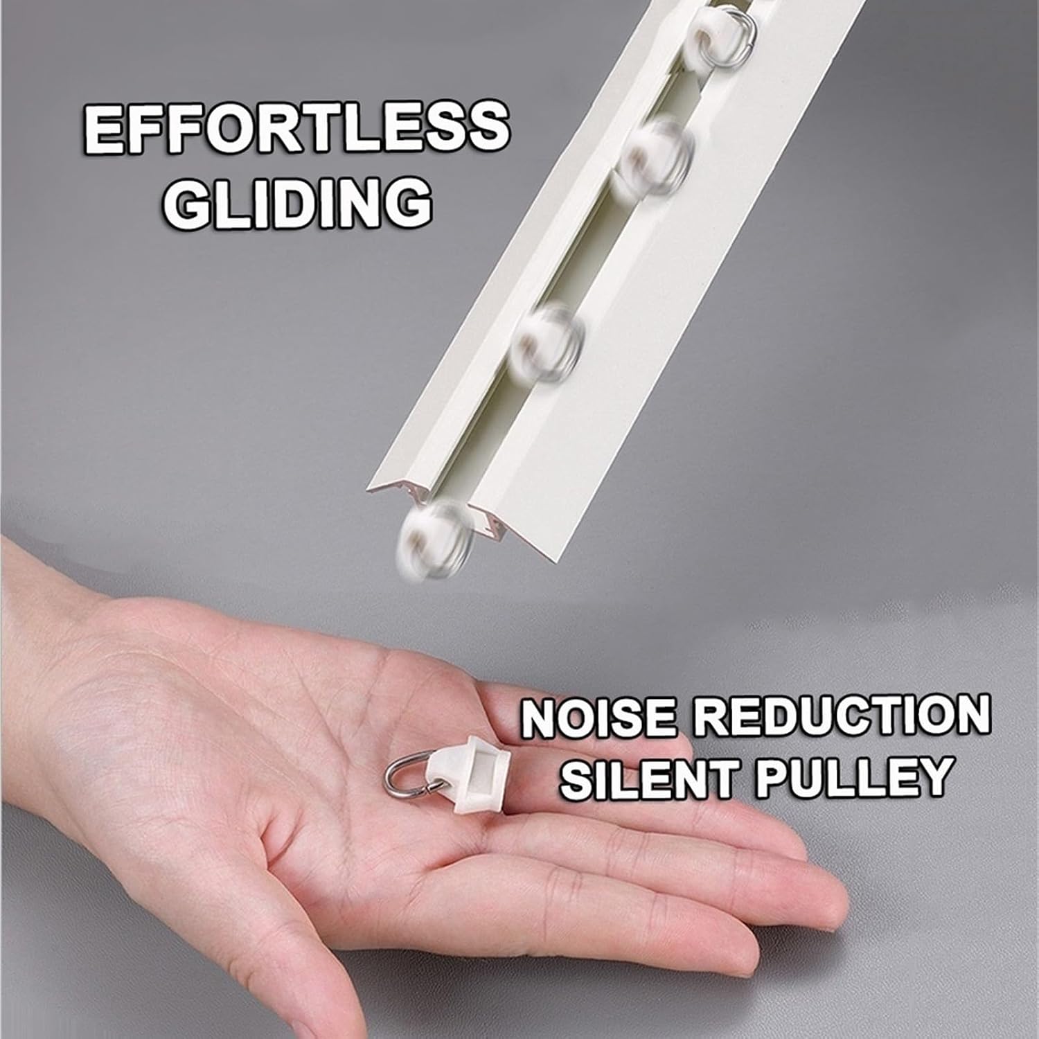 Aluminum Ceiling Track Rod for Inward Opening Silent r Rollers NoBracket Design Invisible Mounting for RV & Bay Windows 3.3ft/100cm White