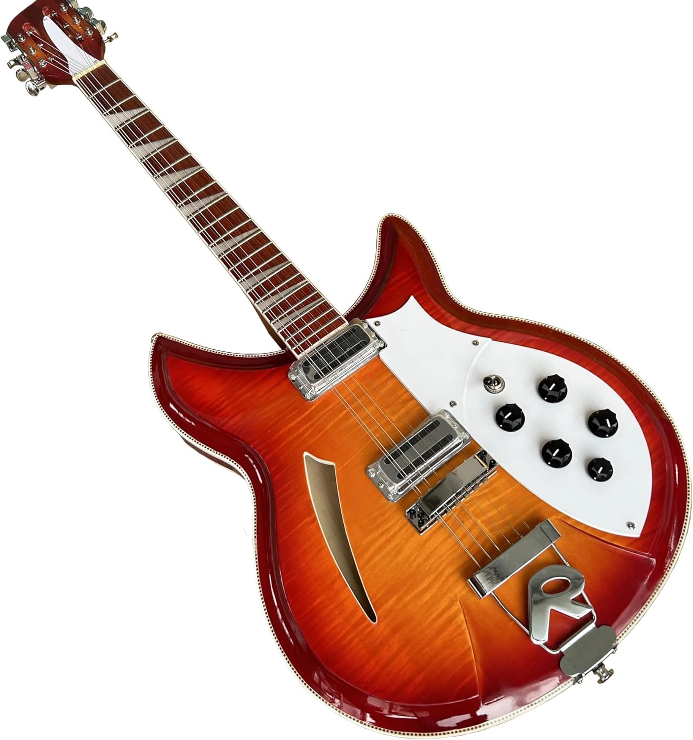 Sunburst 12-String Semi-Hollow Electric Guitar - 381 Style - 21 Frets - Alder