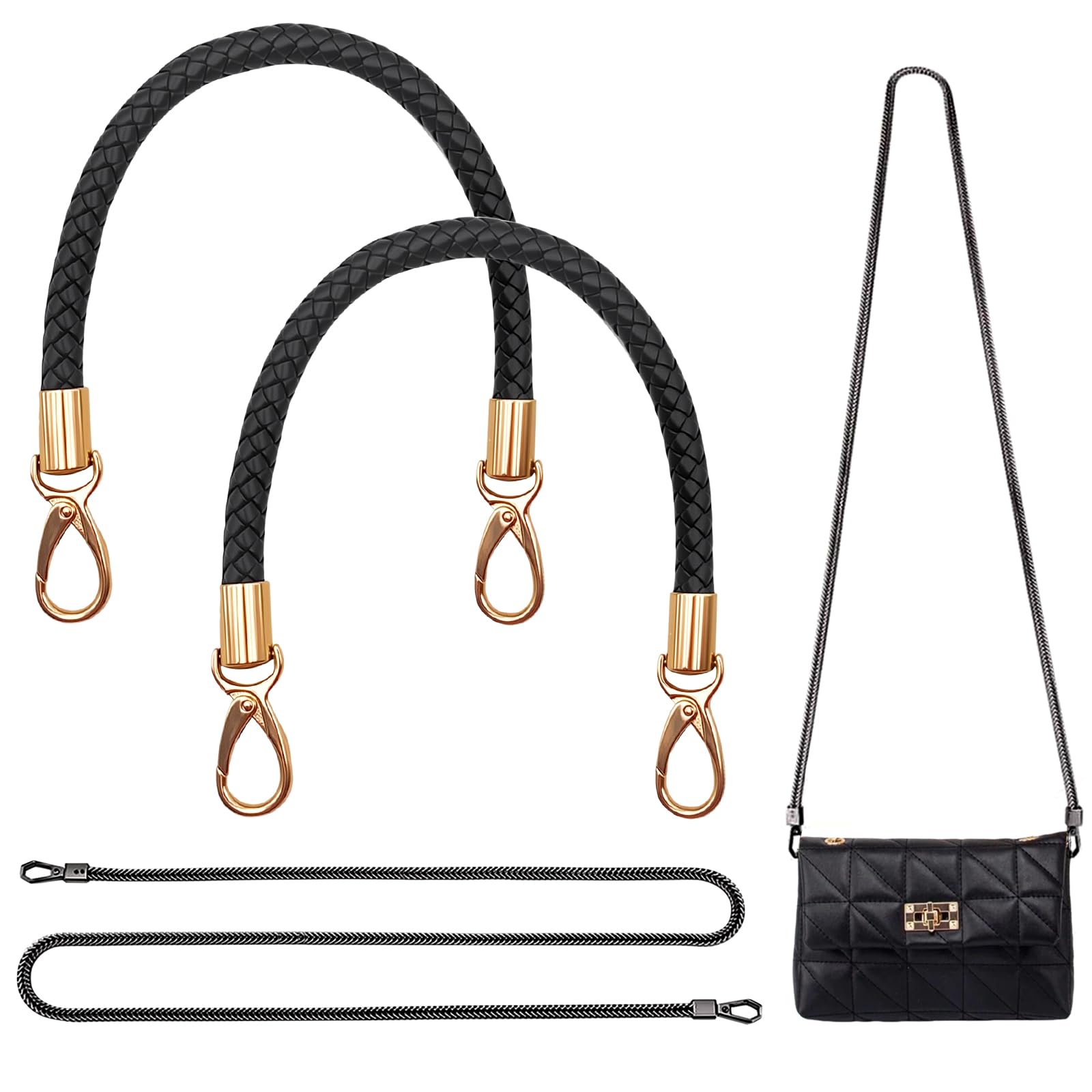 Catena Sostitutiva Per Borsa In Perle Di Resina – 40 Cm, 2 Pezzi, Con Fibbie In Metallo