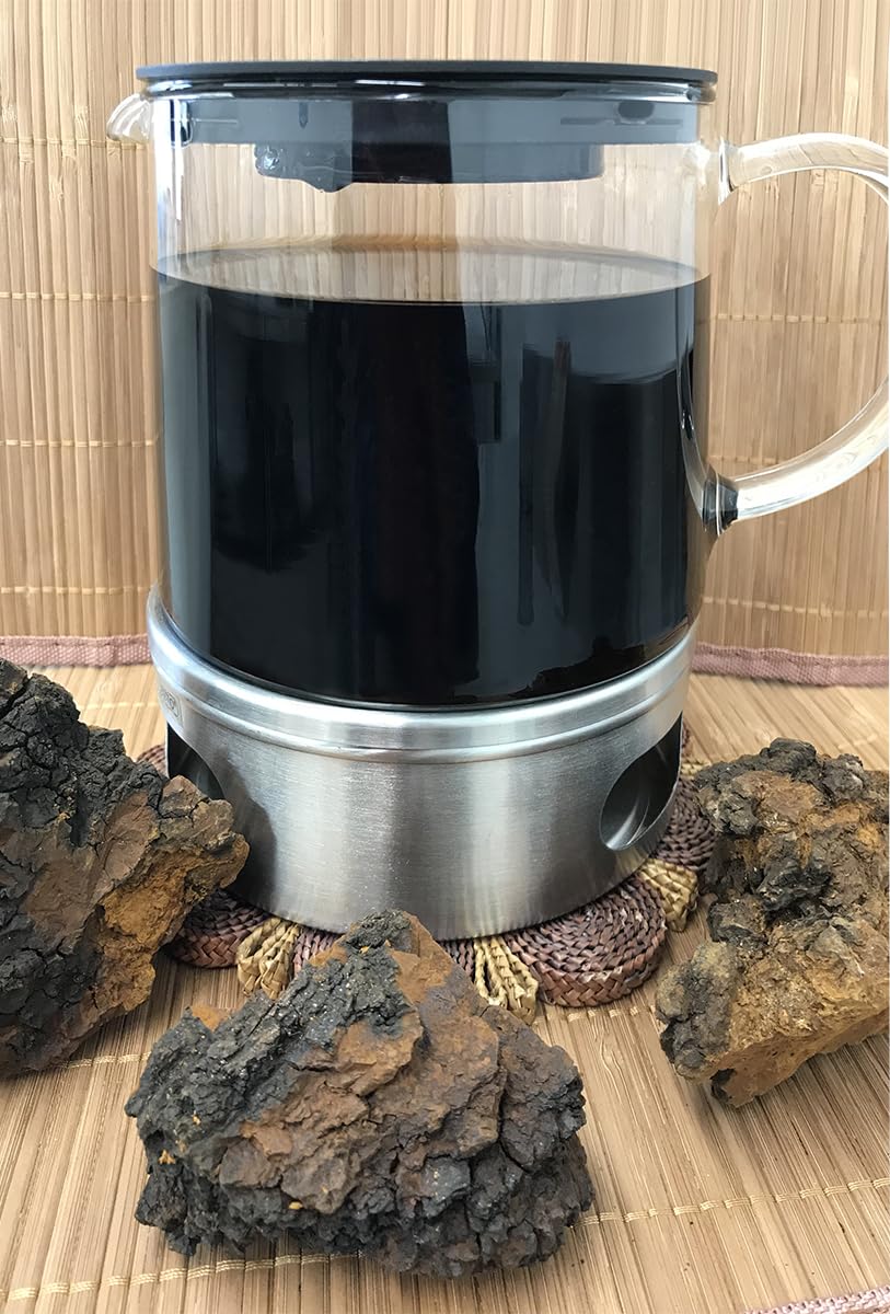 Chaga Champiñones en porciones en 120 bolsas de 1 g cada una, recolectadas silvestres, secado suave, vegano, calidad de comercio especializado, folleto con muchas recetas