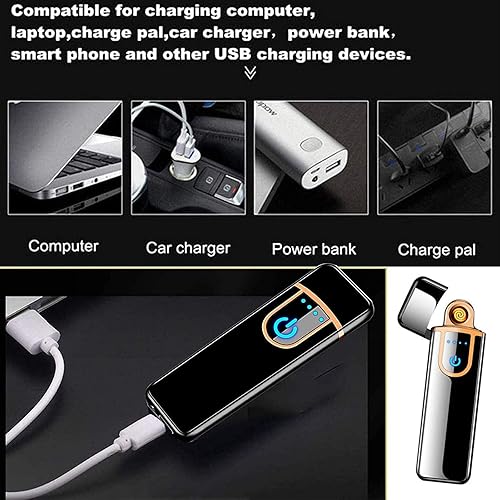 Miniatura 7 de Encendedor electrónico, encendedor recargable por USB, mini pantalla táctil creativa, pantalla LED, resistente al viento, encendedor sin llama con