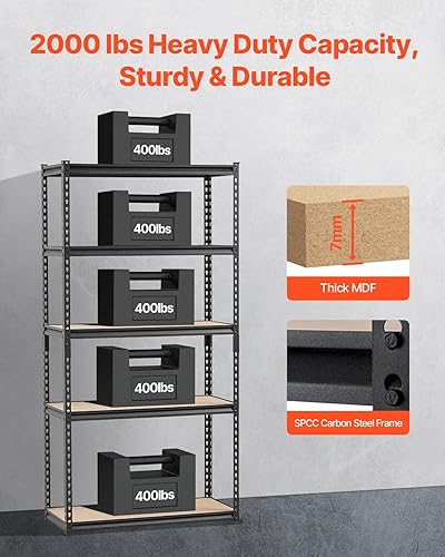 Miniatura 4 de VEVOR Estantes de almacenamiento, 2000 libras, estantería de almacenamiento de garaje de 5 niveles, 16 pulgadas de profundidad x 36 pulgadas de