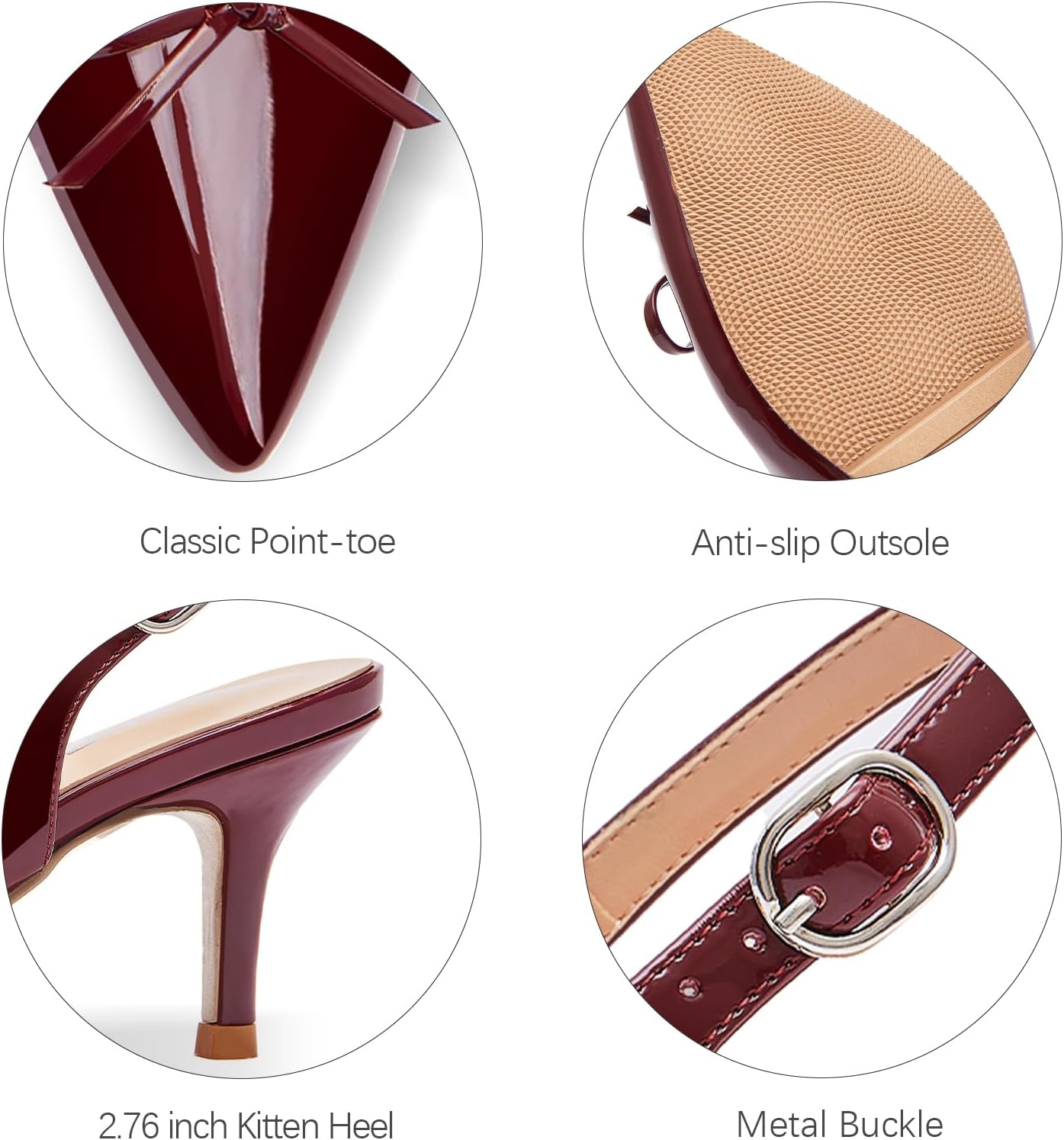 rsxses Kitten Heels for Women Pointed Toe Slingback Pumps with Bow Comfortable Low Heel Wedding Dress Shoes Closed Toe Heels - Image 5