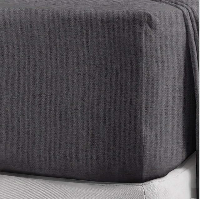 RAYYAN Linen 100% Brushed Cotton Flannelette Fitted Sheet Or Pillowcases, Luxury Thermal Soft and Cosy 25cm / 10" Fitted Bed Sheet (Charcoal Grey, PAIR OF PILLOWCASES)