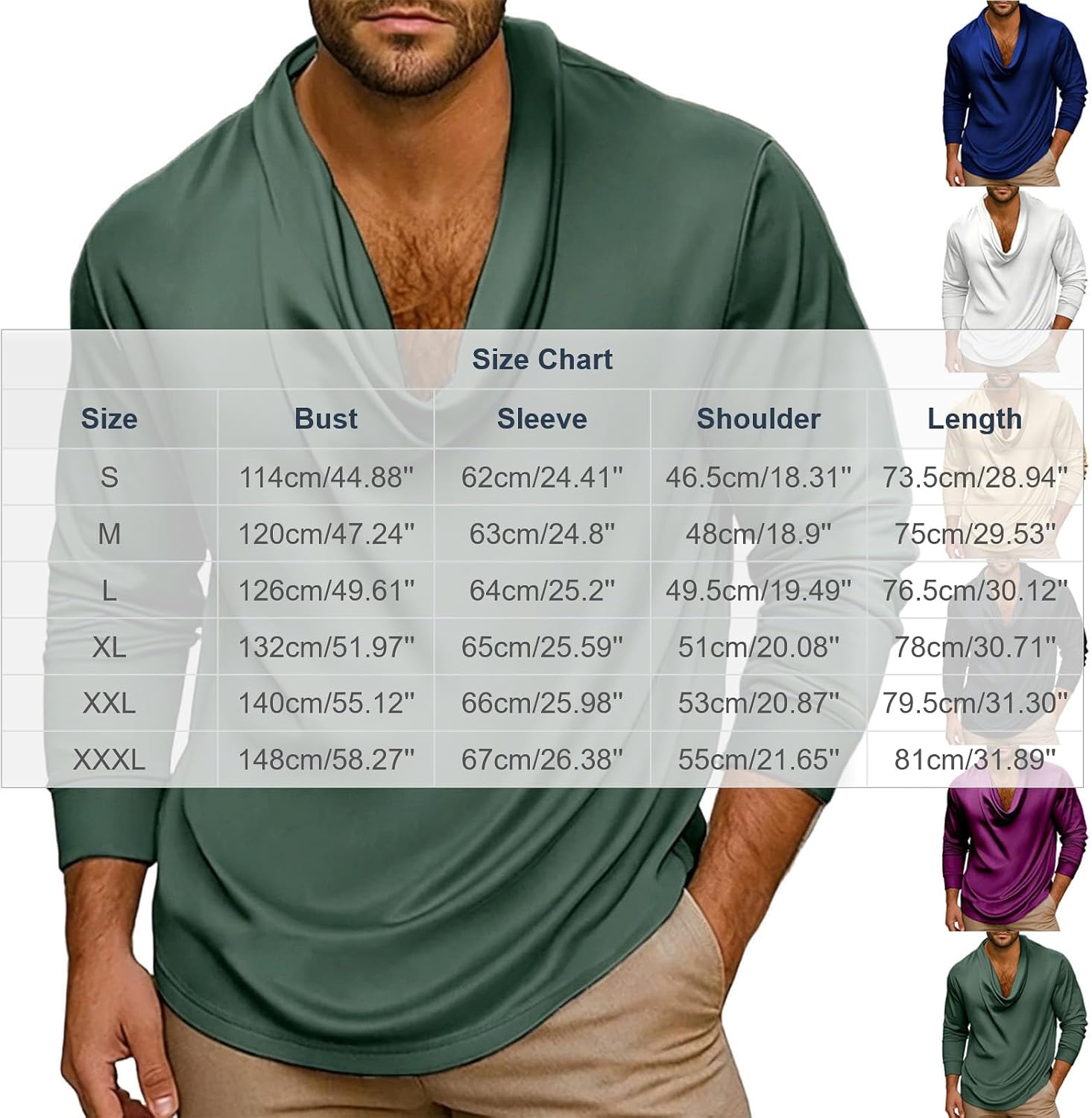 Mens Elegant Satin Cowl Neck Blouse Fall Long Sleeves Casual Business Dressy Shirts Lightweight Office Work Top