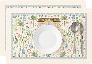 YELONA Leather Dining Table Placemats Set of 2 – Waterproof, Heat Resistant, Anti-Slip, Easy to Clean Table Mats for Dining Table, Kitchen & Home Décor (Off White, 40 x 30 cm)