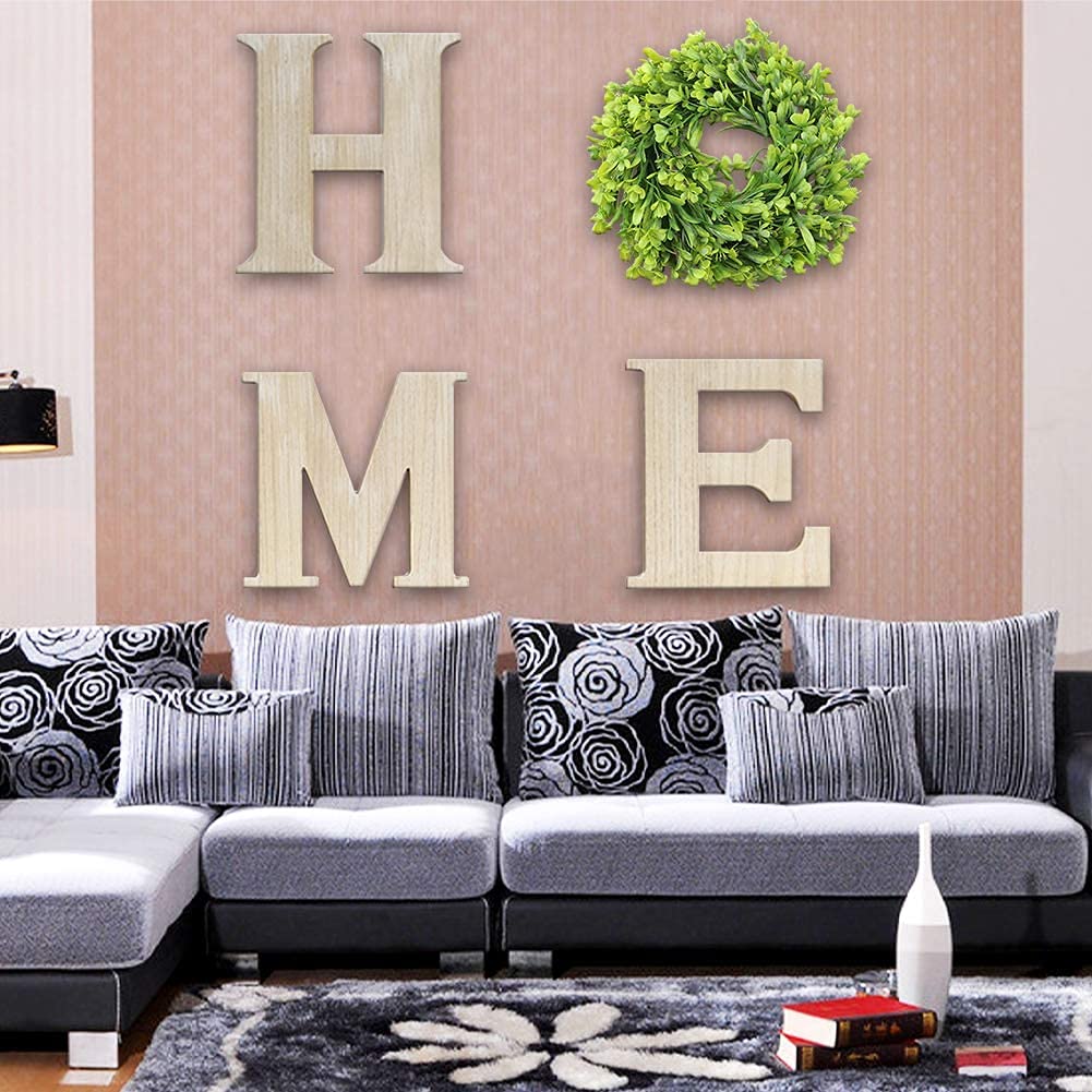 JUJIAN Inicio Letrero De Cuero con Corona Artificial de Eucalipto, Letras de Hogar para Decoración de Sala de Estar (Propiedad)