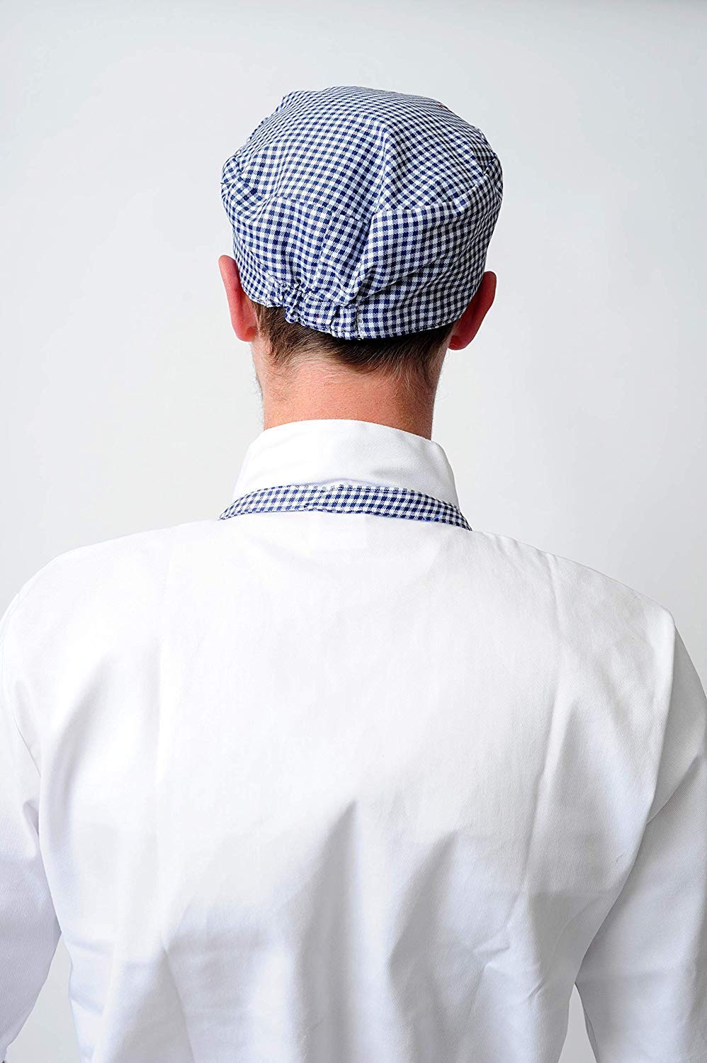 Black Pepper Gorro profesional de polialgodón con diseño de calavera para chefs, cocineros, panaderos, hombres y mujeres, Cuadros de cuadros azules, Pack of 20
