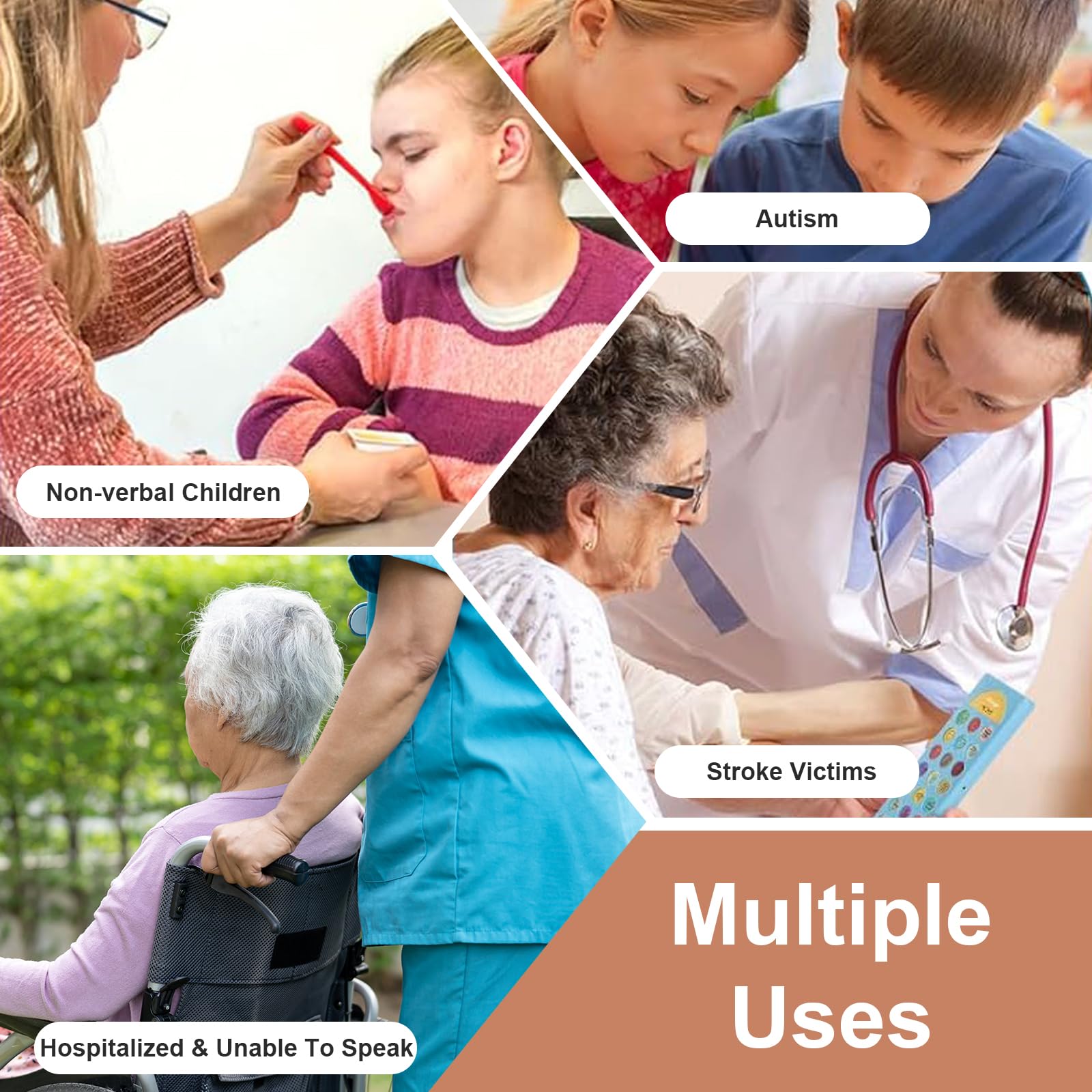 Dispositif CAA pour Autisme, Outil de Communication Non Verbale 6 Boutons Programmable Volume Réglable Aide Thérapie Vocale