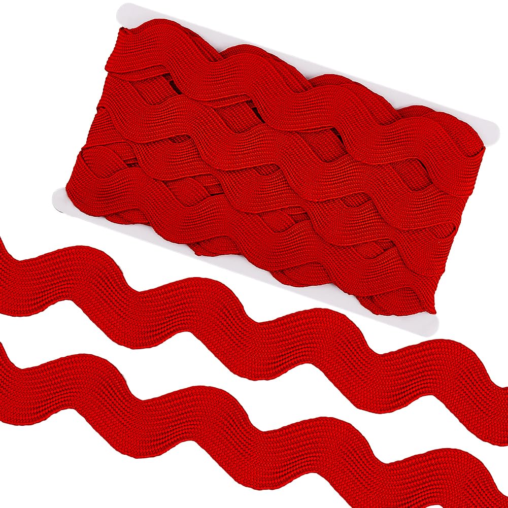 gorgecraft 10 yard 158 inch large christmas red wave bending fringe trim ribbon jumbo rick rack wavy edge ribbon ric rac fabric trim zig zag for sewing making wedding dress party gift wrapping