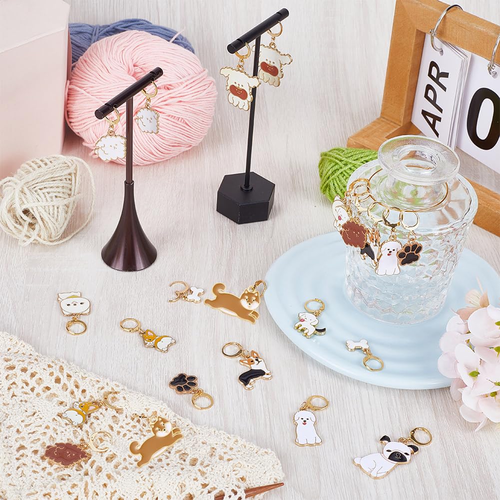 SUNNYCLUE 1 Box 24Pcs Stitch Markers Crochet Stitch Marker Cute Enamel Dog Charms Knitting Stitch Clip On Removable Leverbacks Zipper Pull Charm Locking Knitting Markers for Yarns DIY Sewing Quilting - Image 4
