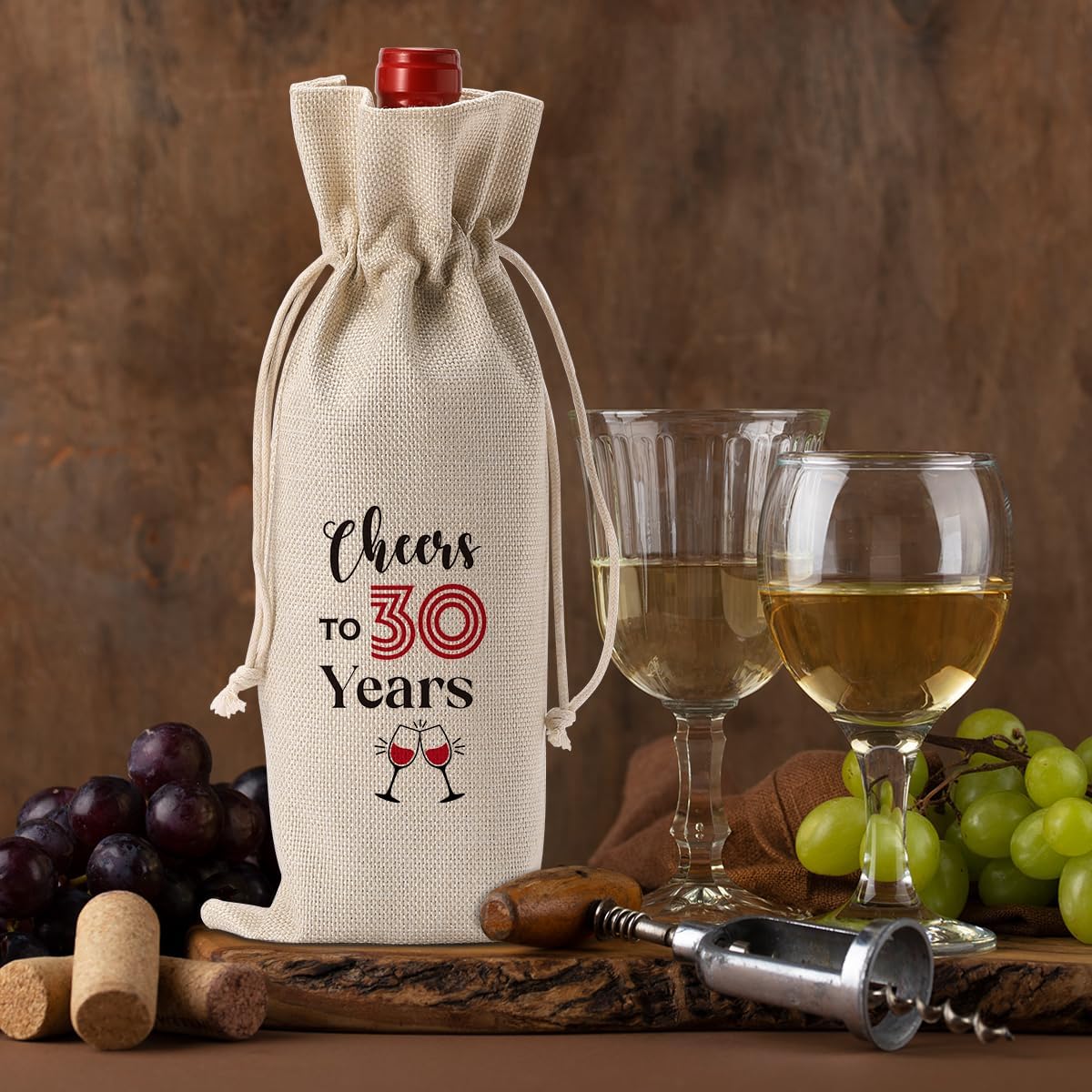 30th Birthday Gifts for Her Women Men Wine Bag, 30 Year Old Birthday Gifts for Women Men Wine Bottle Bag, Happy Anniversary 30th birthday Party Decorations for Her Him Cheers to 30 Wine Bags - Image 5