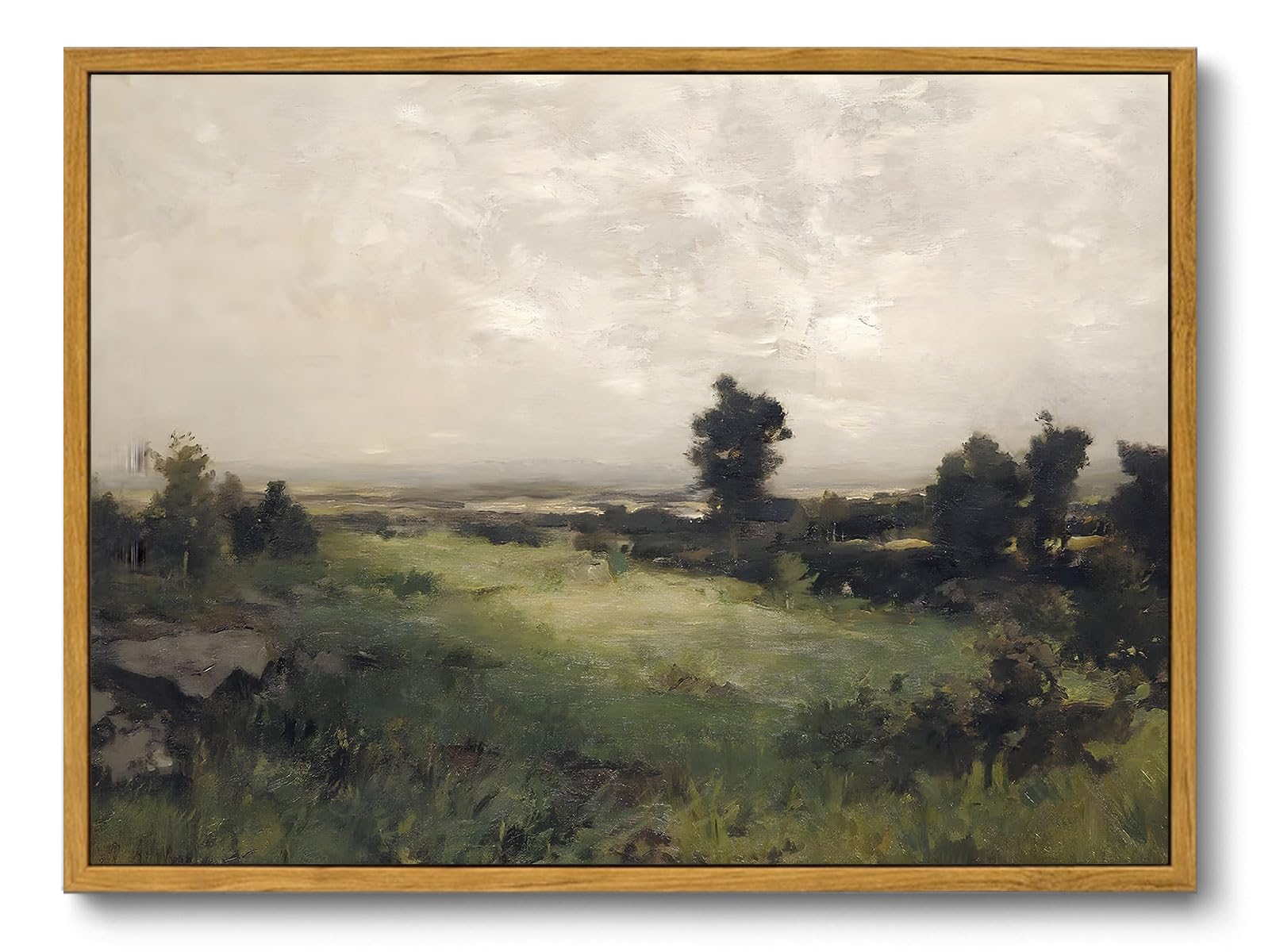 OIQArtOIQ Vintage Landscape Canvas Wall Art Framed Natural Scenery Painting Artwork Prints France Country Wilderness Farmhouse Decor Pictures Kitchen Bedroom Living Room Bathroom