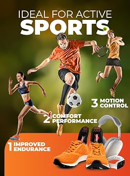 Running & Sport Insoles for Men & Women - Athletic Sneaker Inserts | Shock Absorption, Energy Return, Cushioned, Basketball, Walking, Hiking, Tennis, Cleats, Gym Training, Arch Support