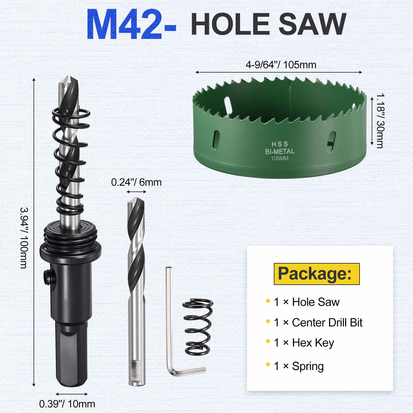DTGN 4-1/8" Bi-Metal Hole Saw M42 HSS - 105mm Hole Cutter - Good for Thick Stainless Steel/Alloy/Aluminium/Brass/Copper - Green - Image 2