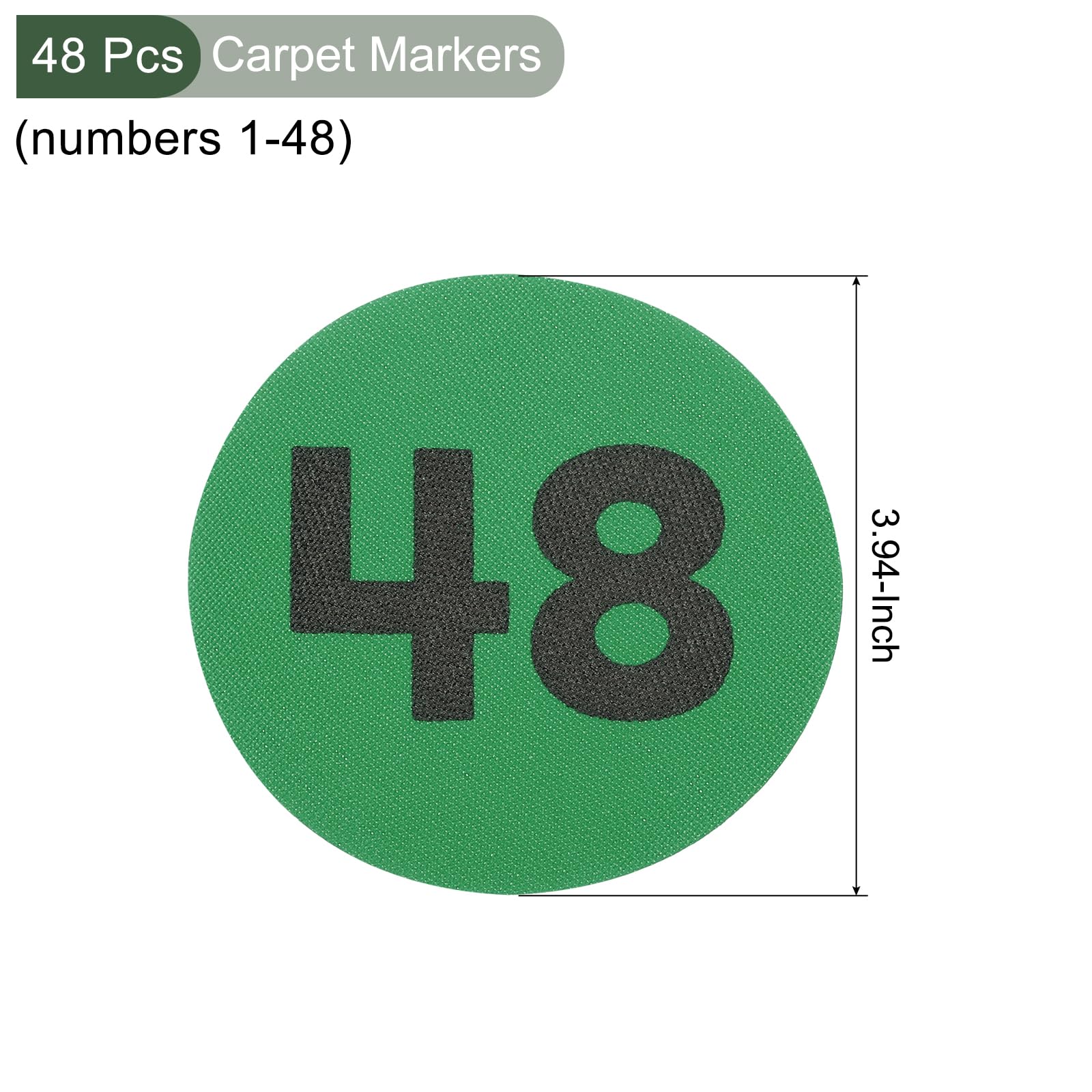 YOKIVE 4 Inch Carpet Spot Markers, 48Pcs Circle Floor Sit Dots with Numbers 1-48 Line Up Carpet Spots for Teacher, Green - Image 2