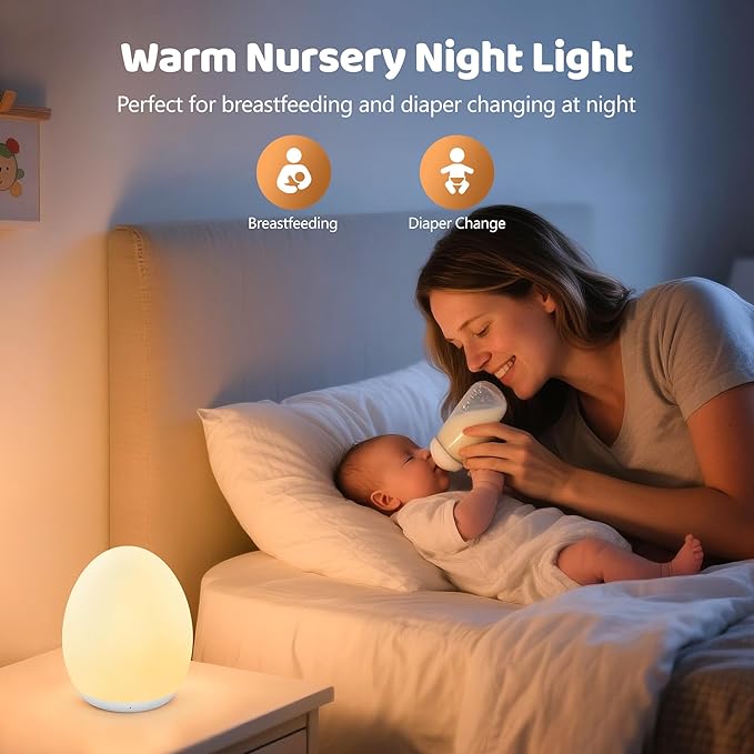 Lámpara de noche infantil huevo LED 7 colores atenuable táctil recargable miniatura 4