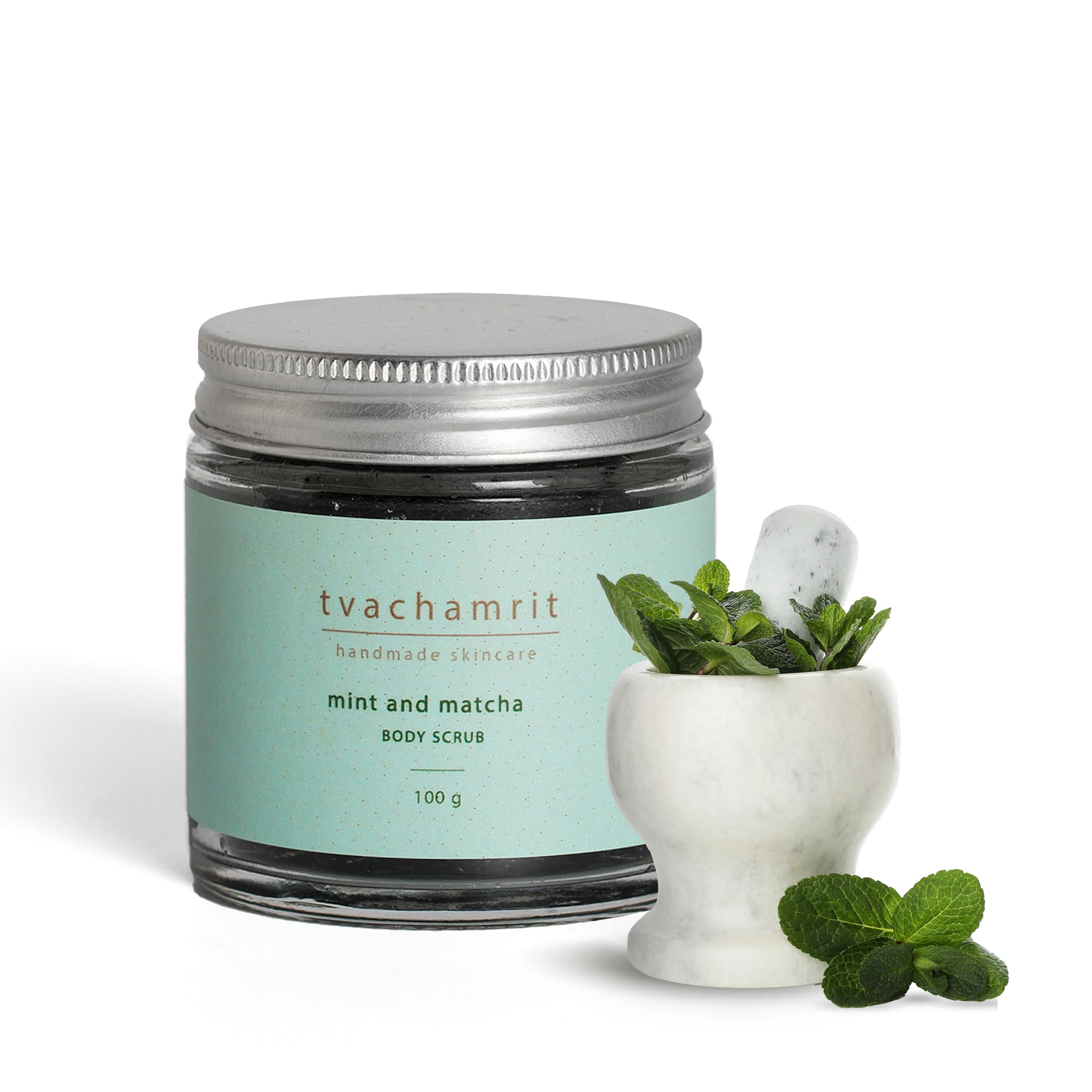 Tvachamrit Mint & Matcha Body Scrub – Antioxidant-Rich Detox, Green Tea Exfoliating Scrub, Reduces Cellulite, Revitalizes Muscles, Spa-Like Experience, Post-Workout Care, 100g-image-44