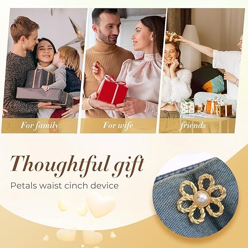 Miniatura 3 de Flower Jean Waist Tightener Buttons for Adjustable Waist Buckle Extender Set for Loose Jeans,Jeans Button Pant Waist Tightener No Sewing Required