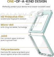 Doeshine Samsung Galaxy Z Flip 7 FE/Z Flip 6 Védőtok - Ultravékony Szilikon TPU Tok Beépített Képernyővédővel, Ütésálló, Karcmentes, Zöld 6